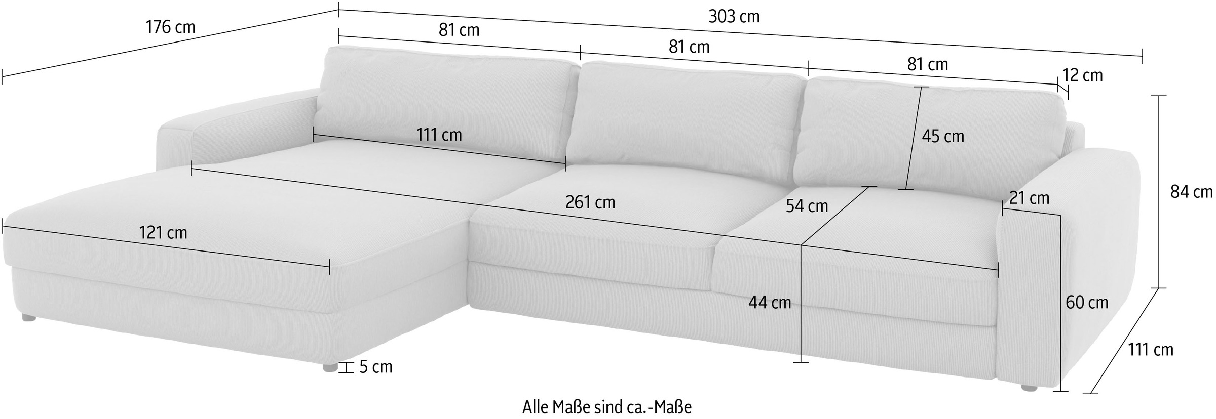 Places of Style Ecksofa »Bloomfield, bequem und elegant, OTTOs Choice, L-Form«, wahlweise mit Bettfunktion und Bettkasten