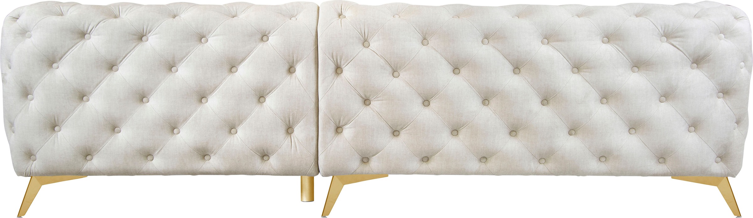 Leonique Chesterfield-Sofa »Ecksofa GLYNIS L-Form mit Wellenunterfederung, Maße B/T/H 264/264/75cm«, aufwändige Knopfheftung, moderne Chesterfield Optik, Fußfarbe wählbar