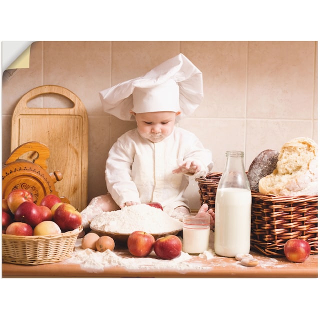 Artland Wandbild »Küche Junge Kind Backen«, Bilder von Kindern, (1 St.),  als Alubild, Leinwandbild, Wandaufkleber oder Poster in versch. Größen auf  Rechnung kaufen