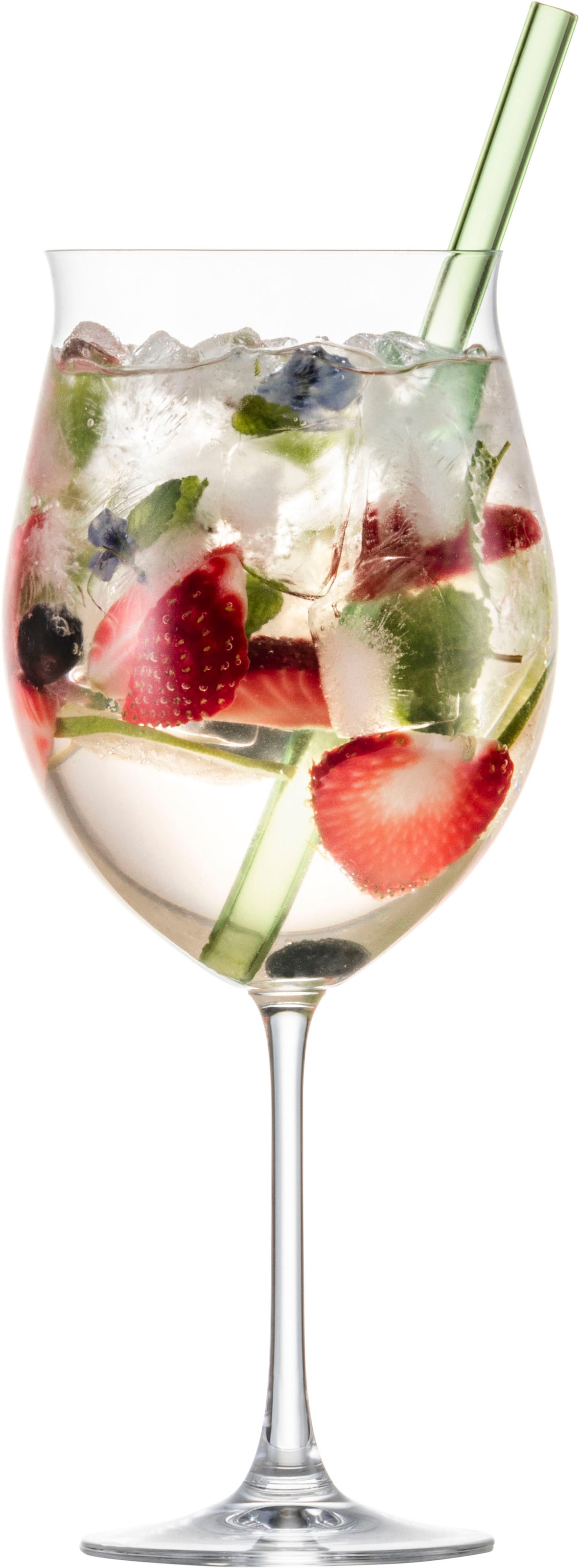 Eisch Germany Cocktailglas »SECCO FLAVOURED«, (Set, 2 tlg., 2 Gläser im Geschenkkarton), Fruity, mit grünem Glashalm, 2-teilig