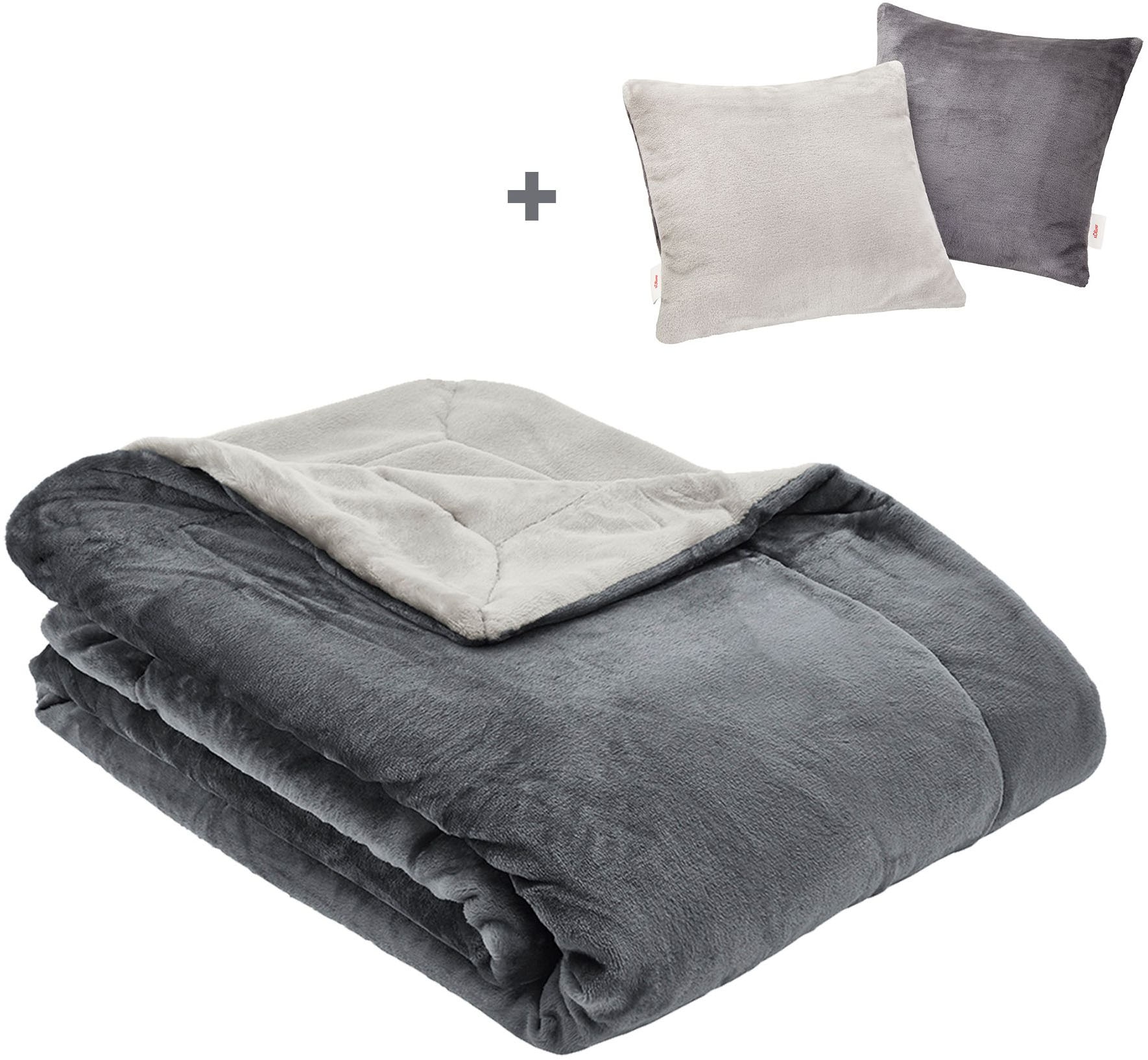 s.Oliver Wohndecke »Doublesoft, Kuscheldecke, Deal, Kissen geschenkt!«, Kus günstig online kaufen