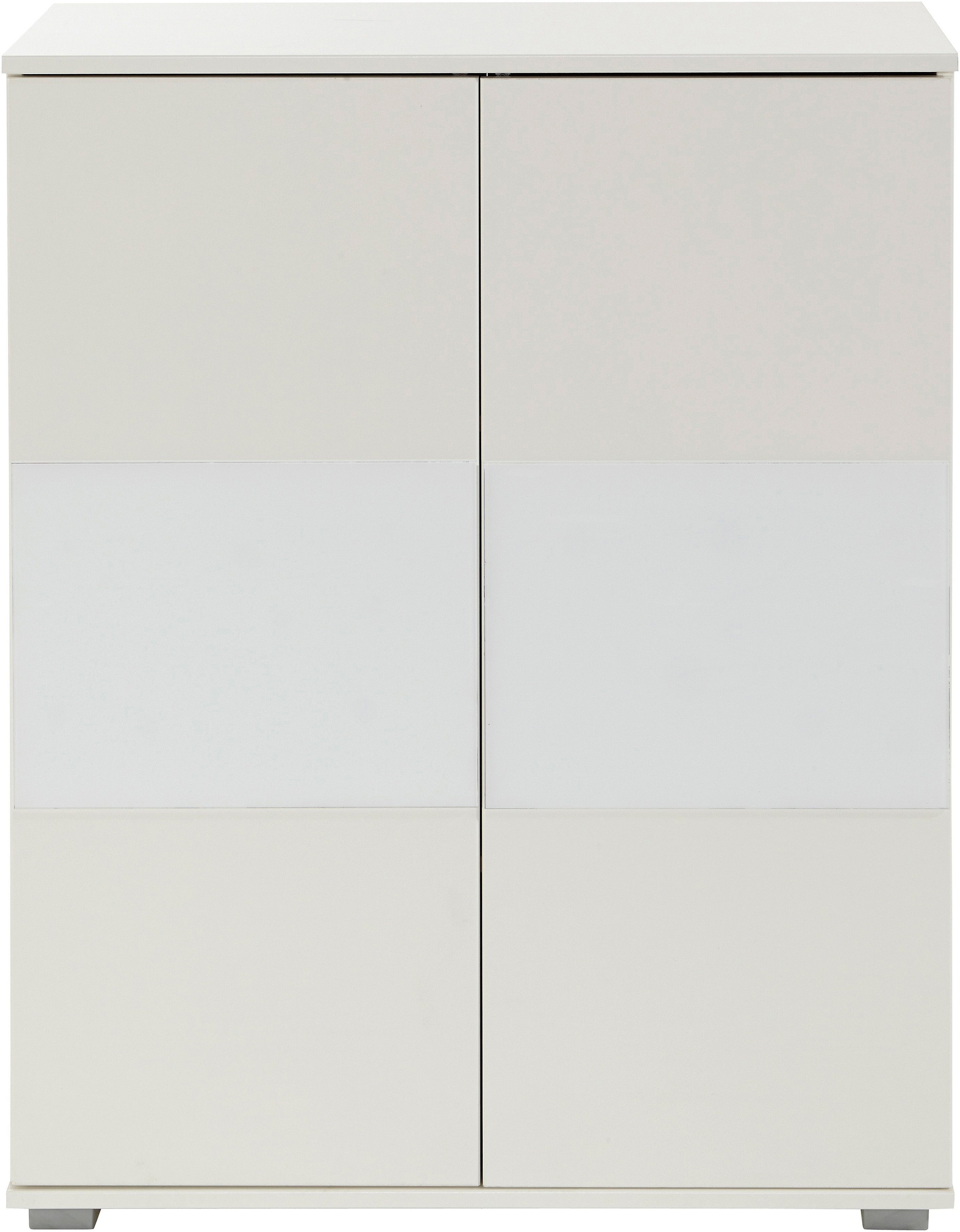 PRIESS Hochkommode weiß/Weißglas