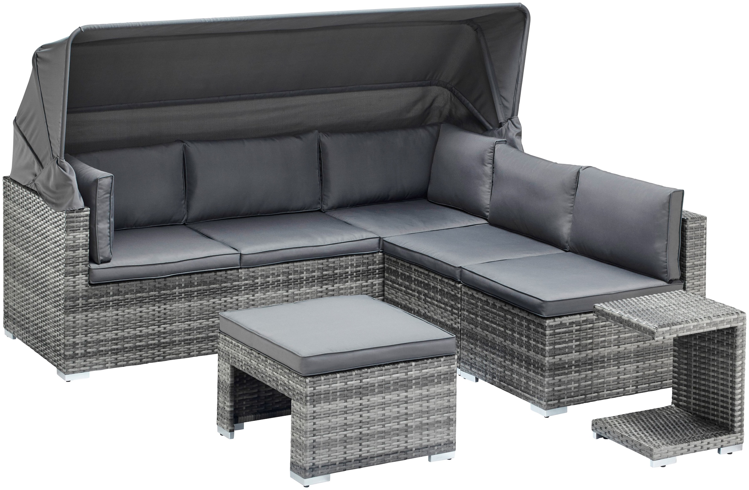 KONIFERA Gartenlounge-Set »Atlanta«, mit aufklappbarem Dach und zur Sonneninsel umbaubar