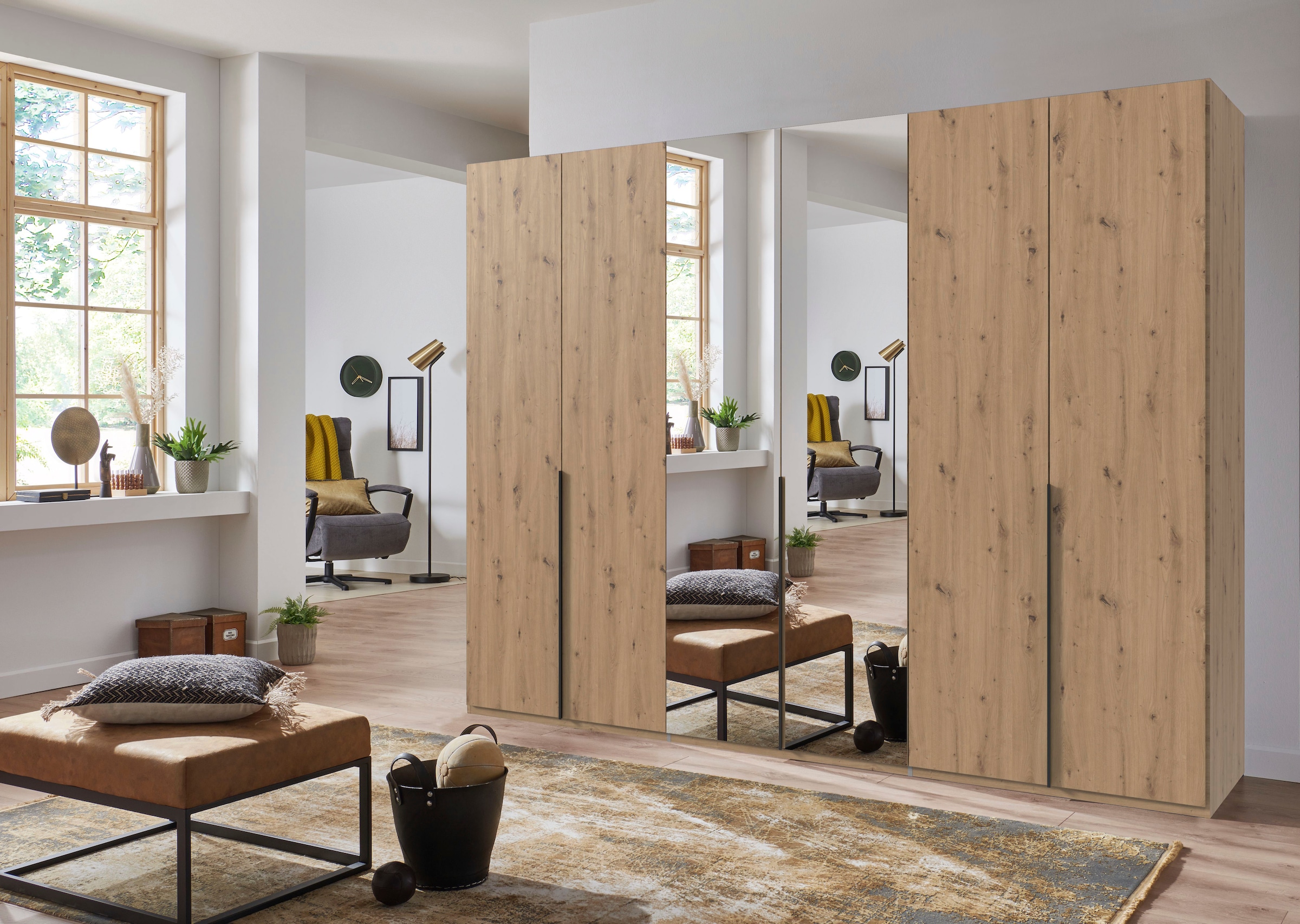 Wimex Kleiderschrank »Mugano,in 8 Breiten,3 Höhen,2 Tiefen, viele Farben, Made in Germany«, (in Basic oder Premium Ausstattung mit 2 weiteren Einlegeböden), mit langen oder kurzen Griffen aus Metall, mit oder ohne Spiegel