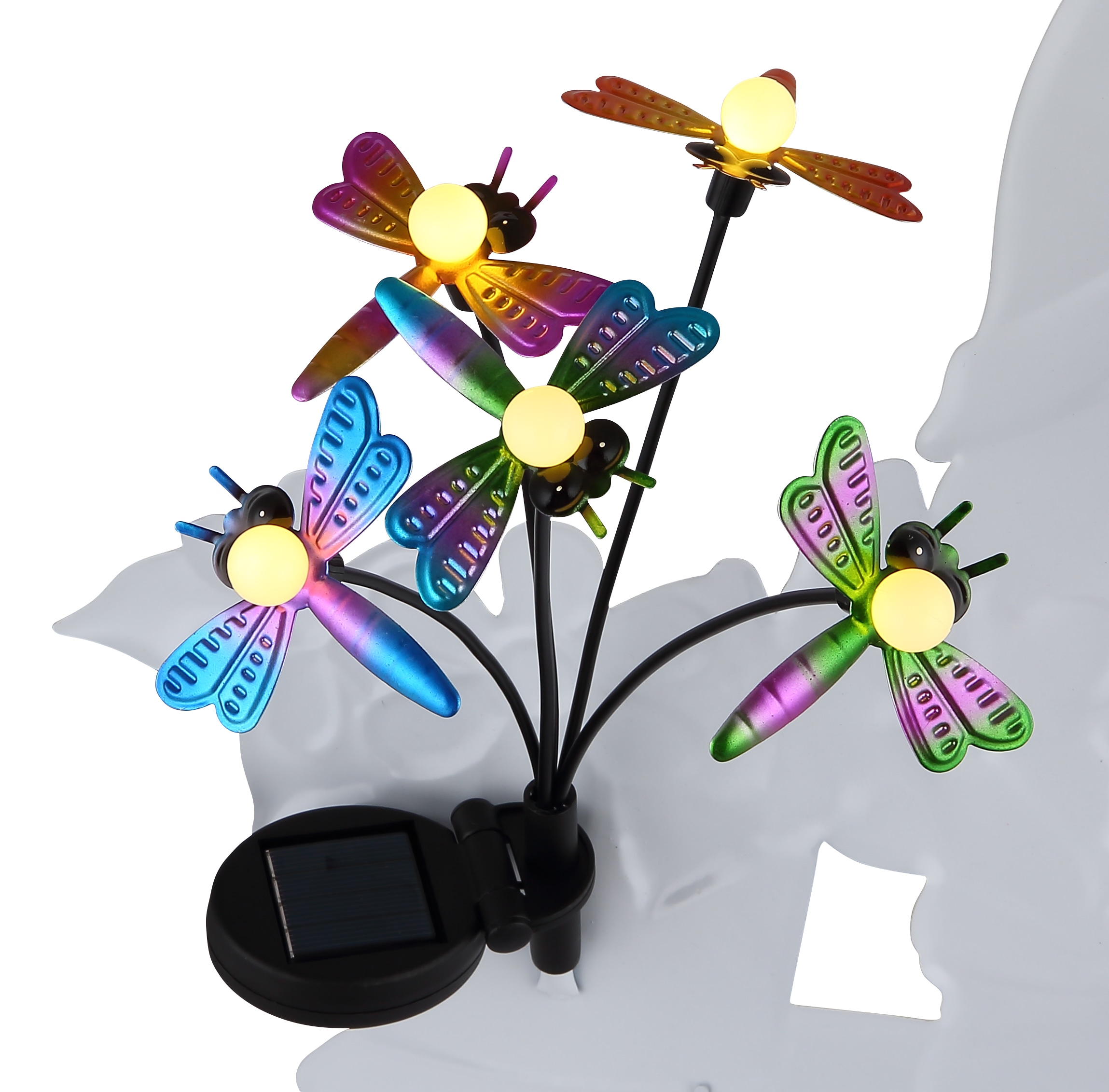 GLOBO LIGHTING LED Solarleuchte »SOLARLEUCHTE METALL BUNT, 5XLED« LED-Modul 1 Stk. Warmweiß Solar Garten Terrasse Außenbeleuchtung Dekoleuchten