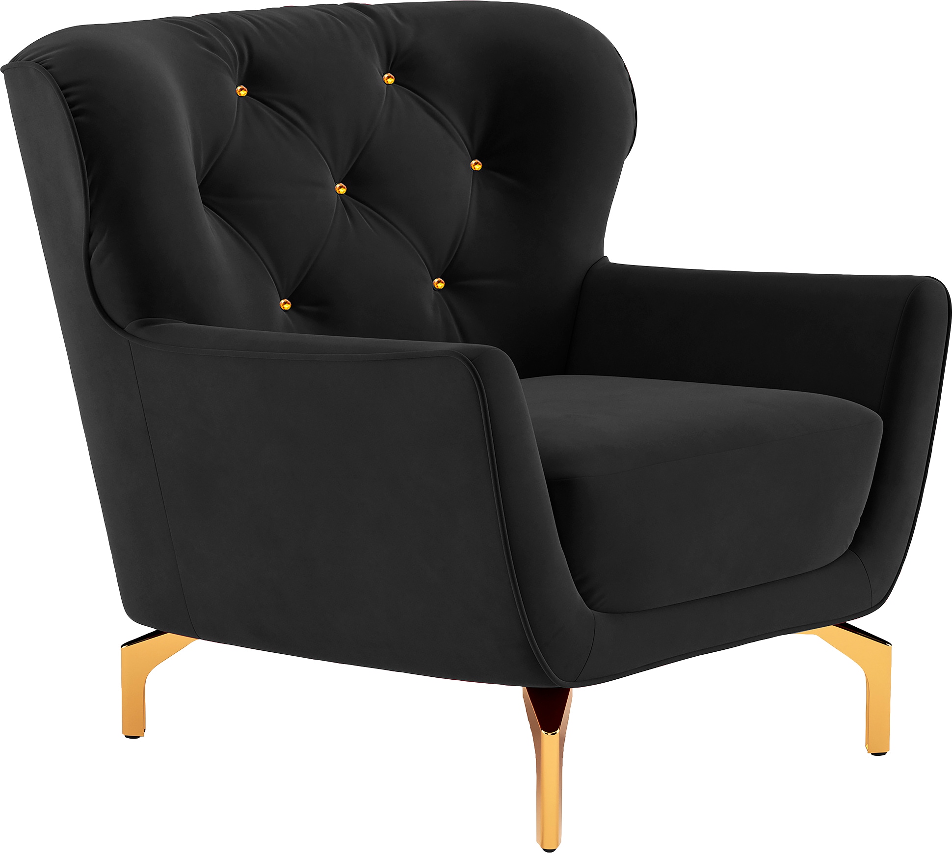 sit&more Sessel »Orient 3«, inkl. 1 Zierkissen mit Strass-Stein, goldfarbene Metallfüße