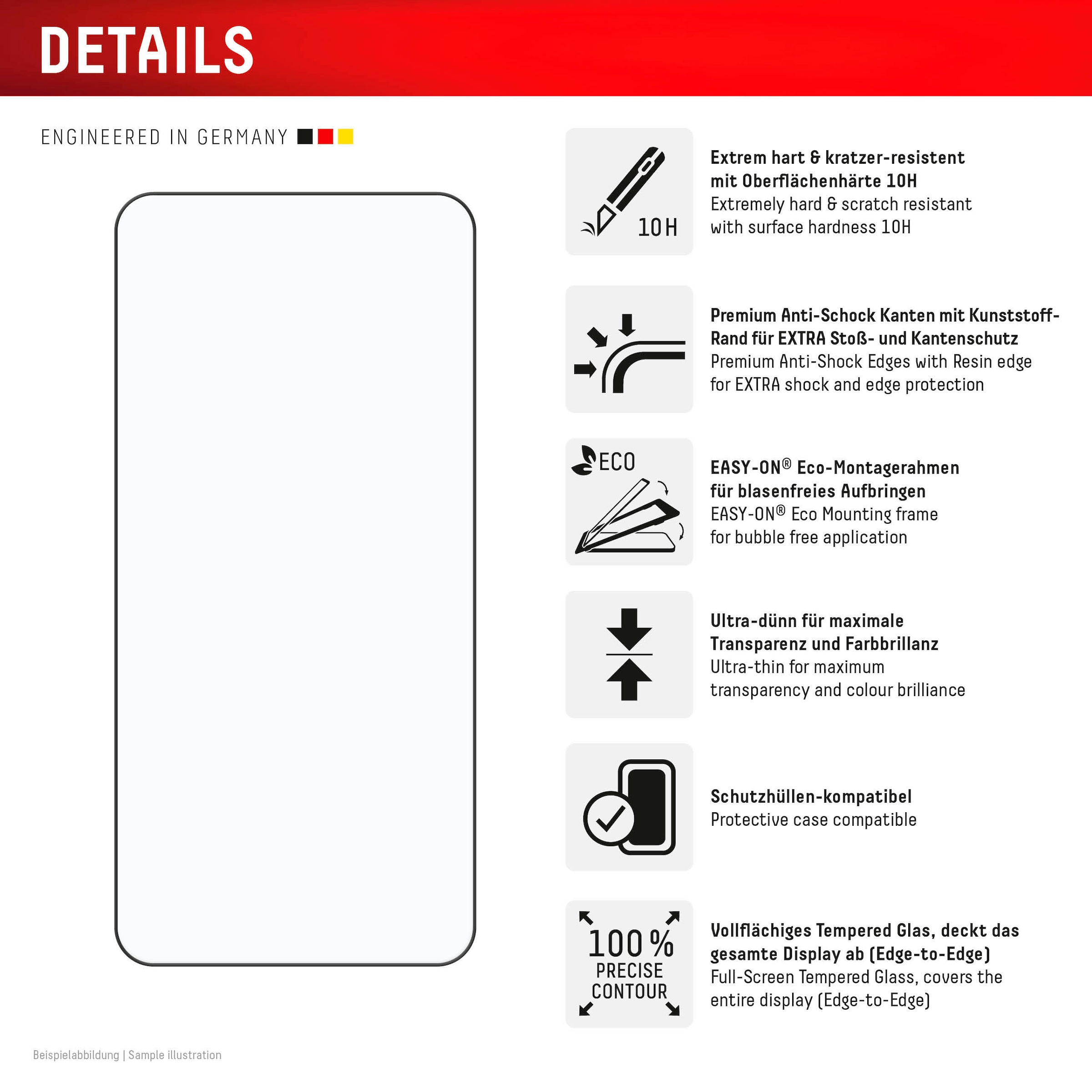Displex Displayschutzglas »Real Glass FC«, für Samsung Galaxy S24-Samsung Galaxy S25, Displayschutzfolie Displayschutz kratzer-resistent 10H splitterfest