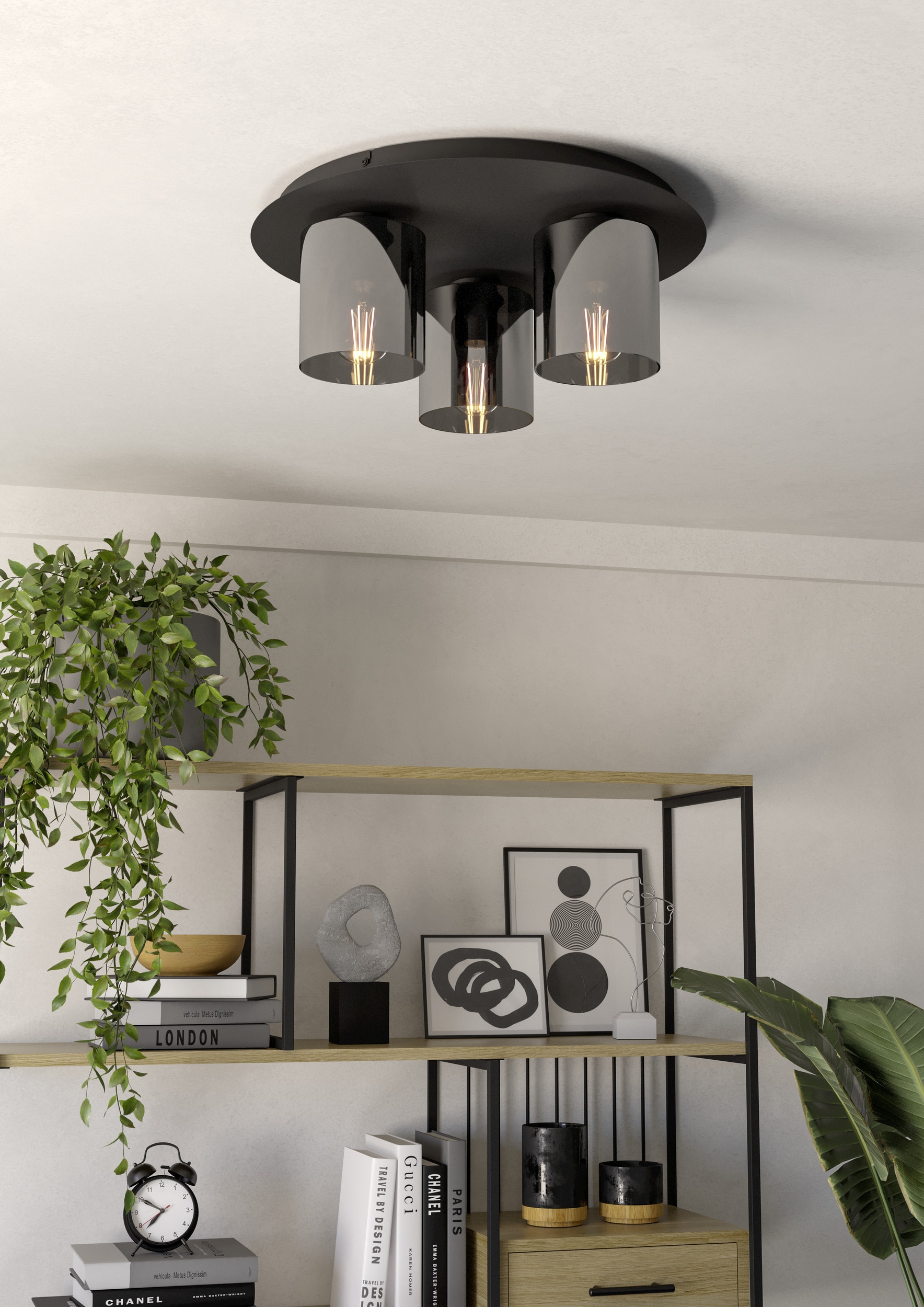 EGLO Deckenleuchte »GOROSIBA 1 Deckenlampe - Stahl - E27 - 3X40W - IP20« E27 1 Stk. Wohzimmerlampe, Esszimmerlampe, Flur, Schlafzimmer, H17,5 x Ø45 cm