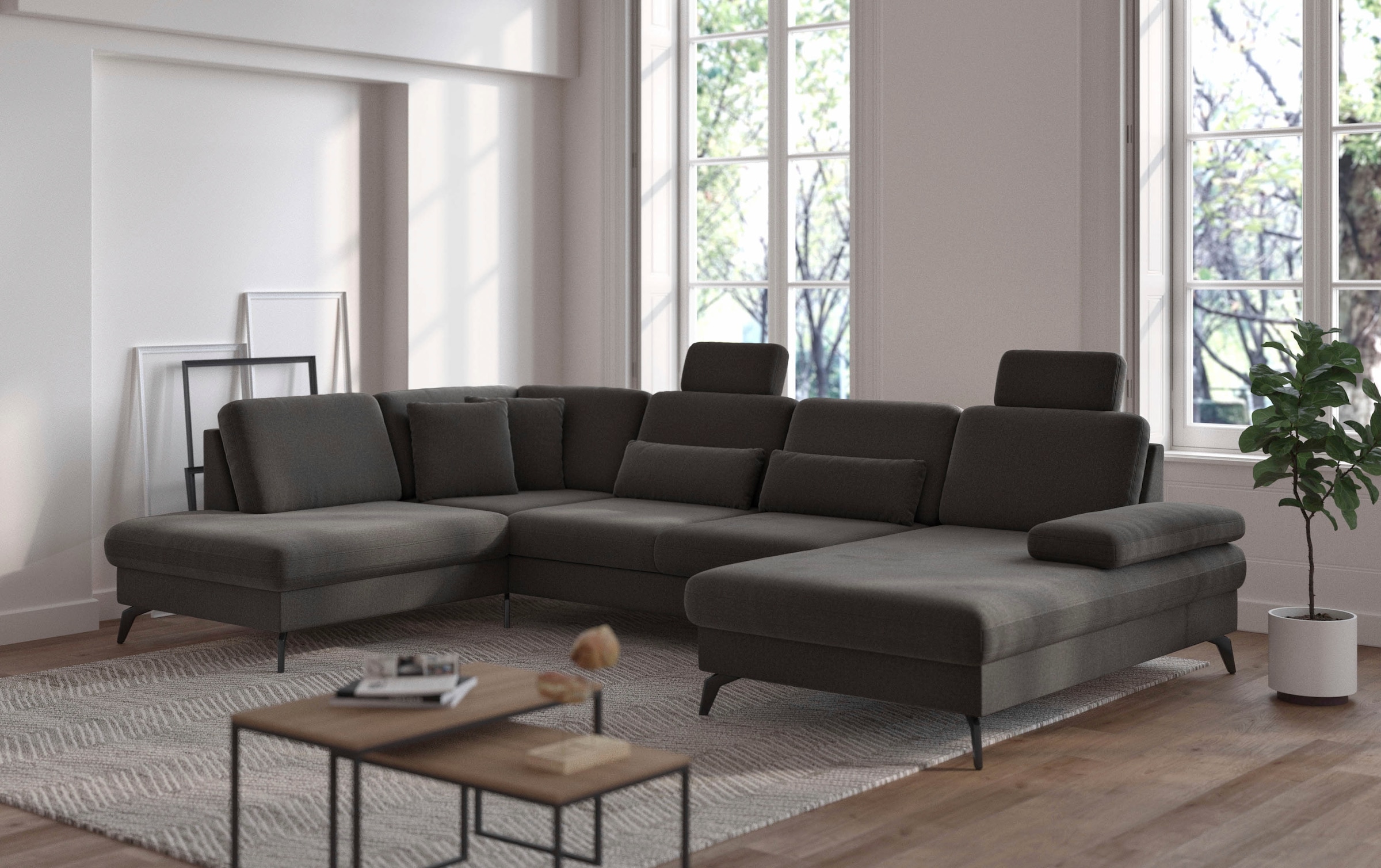sit&more Wohnlandschaft »Morris U-Form, inkl. Sitztiefenverstellung«, wahlweise mit Armteilverstellung, Bettfunktion & Bettkasten