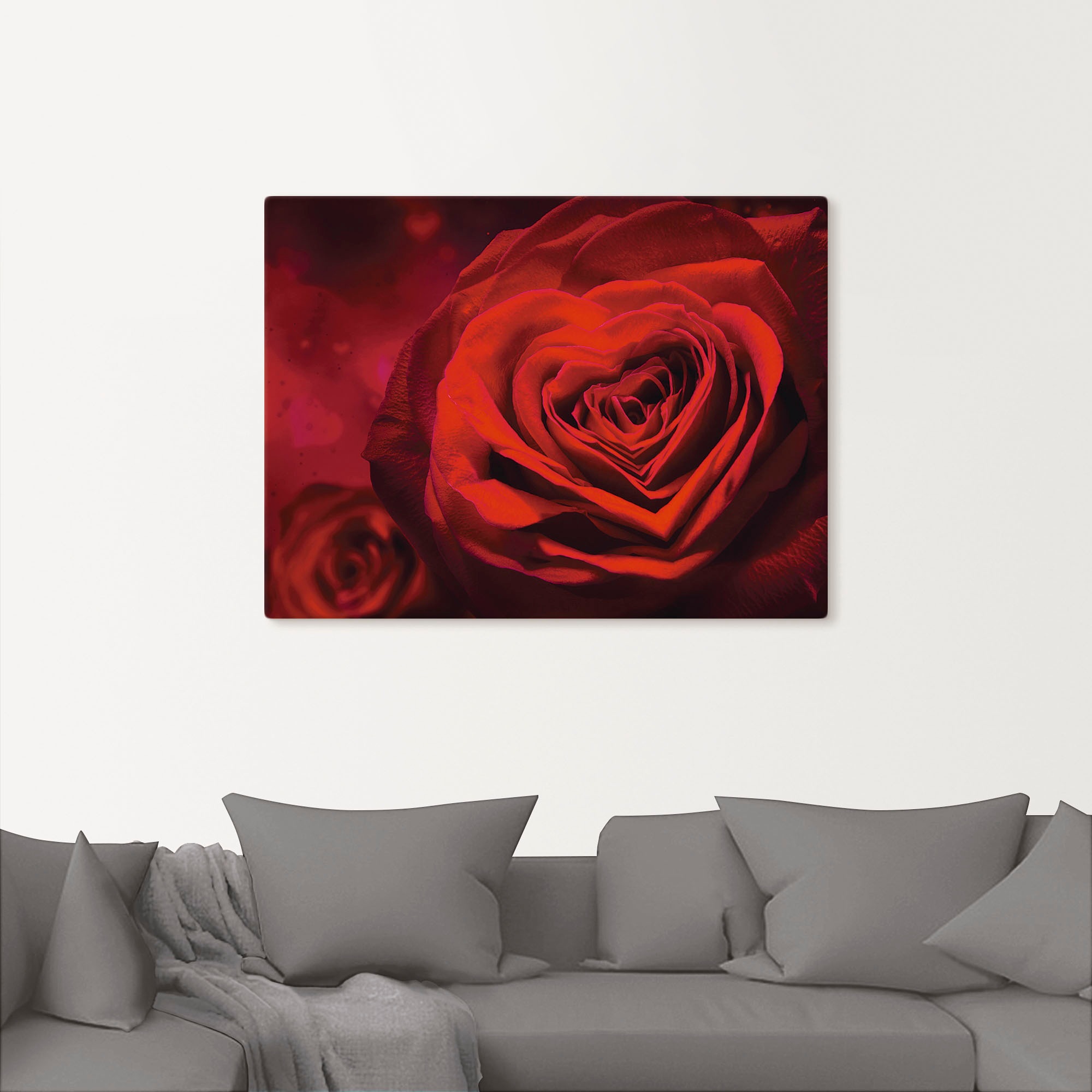Artland Wandbild »Valentinseinladung mit Herzen und Rosen«, Blumen, (1 St.), als Leinwandbild, Poster, Wandaufkleber in verschied. Größen