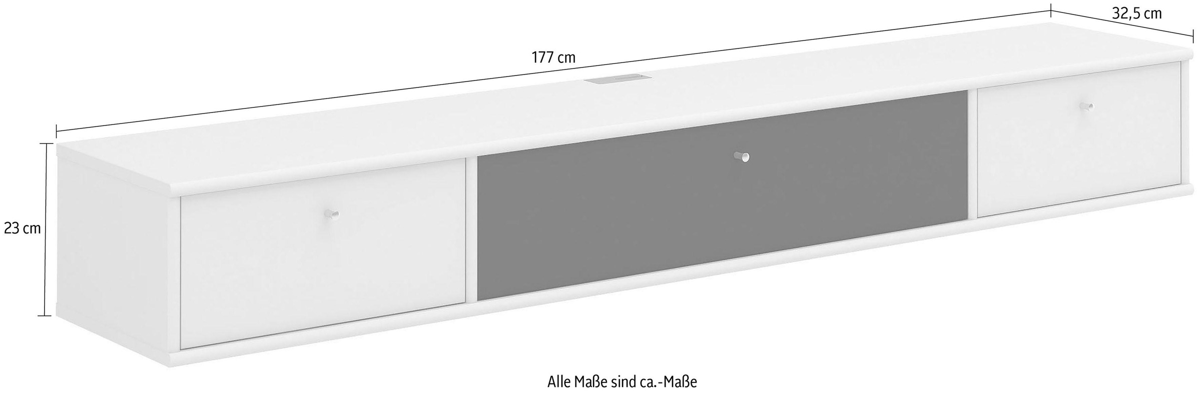 Hammel Furniture TV-Board »Mistral Fernsehschrank, Medienmöbel, Hängend«, mit Klappe mit Akustikstoff, Kabeldurchführung, Lowboard, B: 177 cm