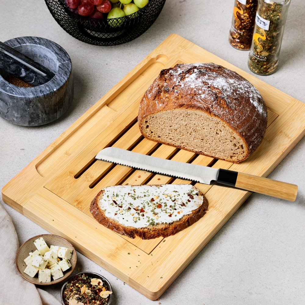 KESPER® Schneidebrett »Brot-Schneidebrett«, (Set, 2 St., Brett inklusive Messer), inkl. Brotmesser