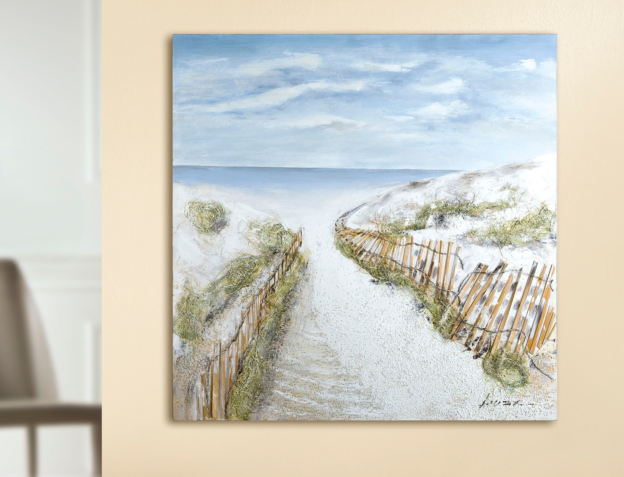 GILDE Leinwandbild »Gemälde Dünen-Idylle«, Landschaft-Strand, (1 St.)