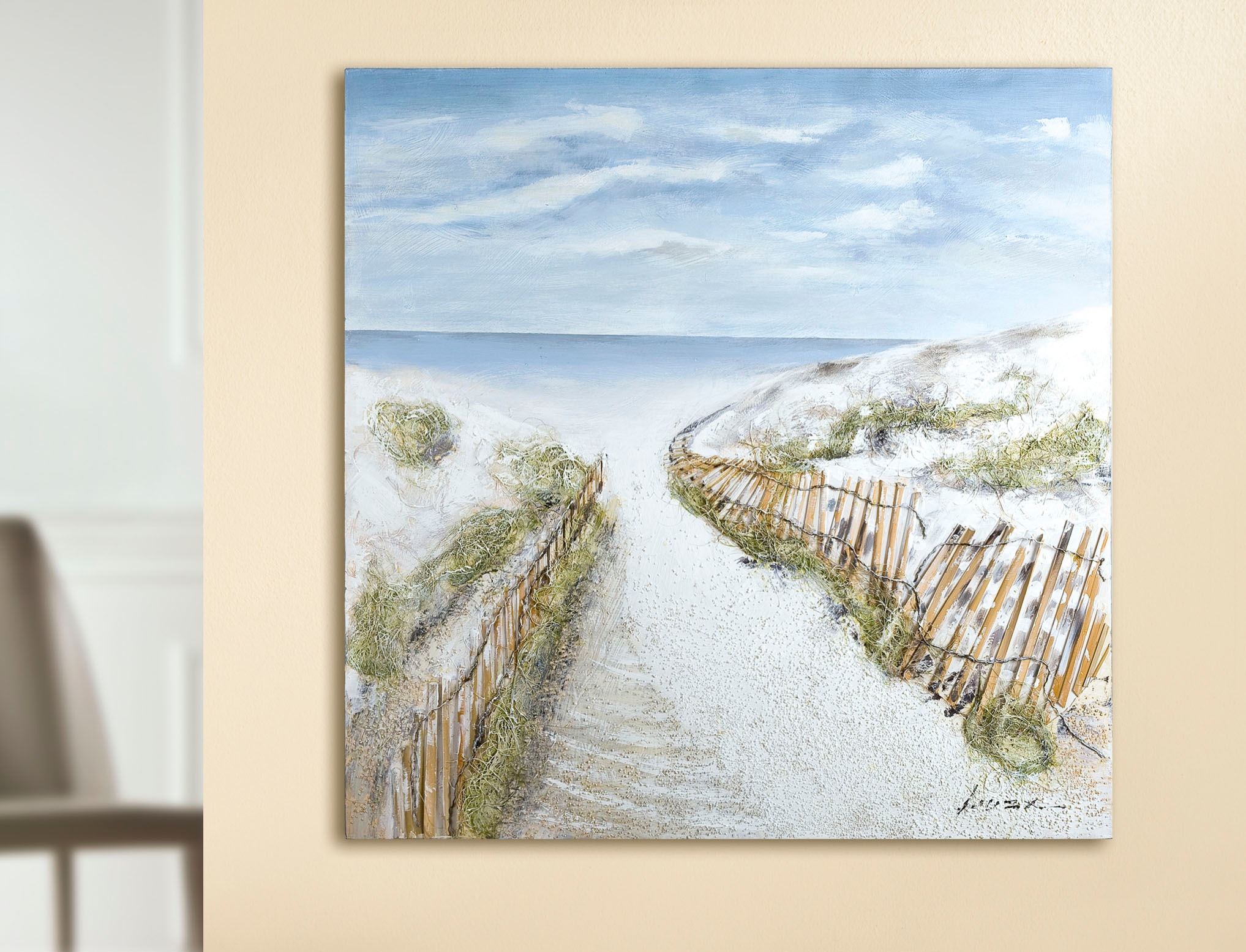 GILDE Leinwandbild »Gemälde Dünen-Idylle«, Landschaft-Strand, (1 St.) günstig online kaufen