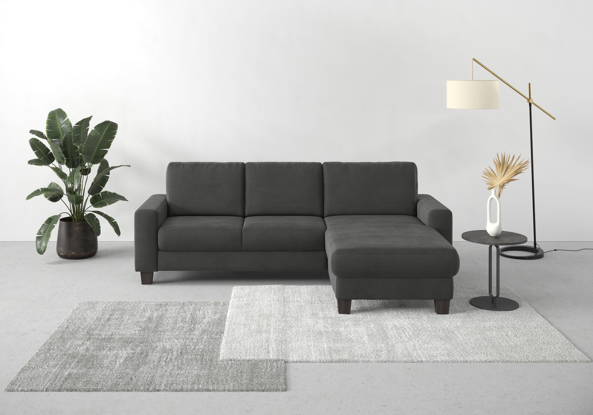 Home affaire Ecksofa »Summer L-Form«, mit Recamiere, mit oder ohne Bettfunktion und Bettkasten, Cord-Bezug