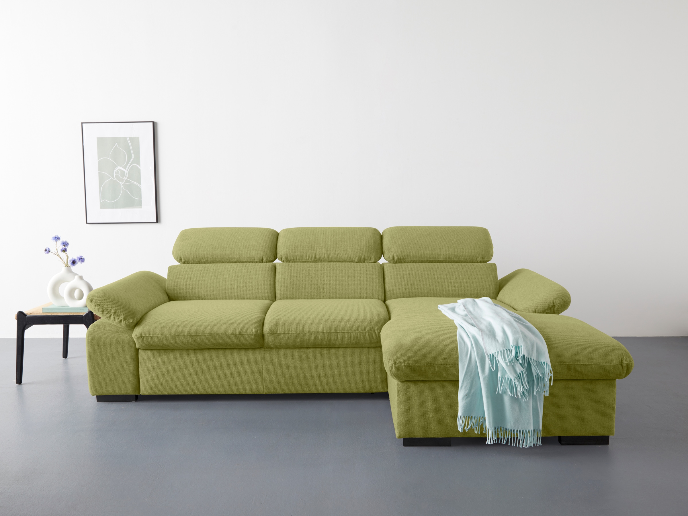 COTTA Ecksofa »Lola L-Form mit Kopfteilfunktion & Hocker« wahlweise mit Bet günstig online kaufen