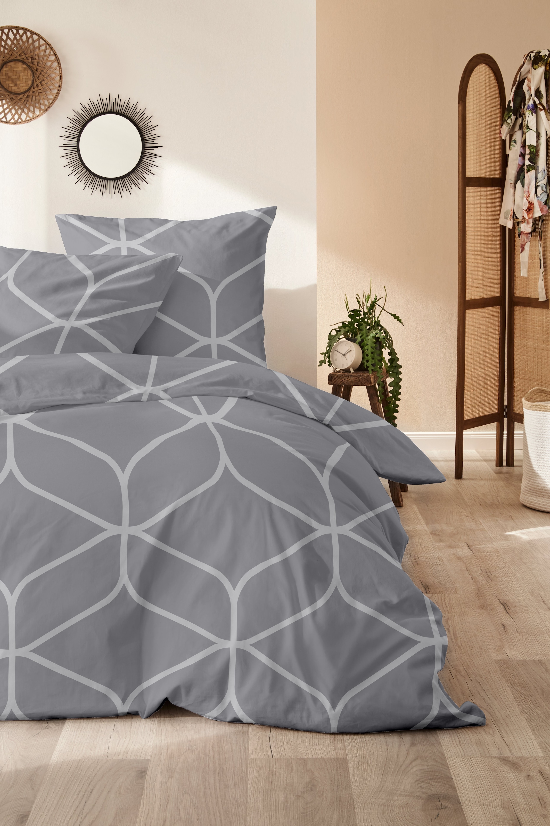 Primera Bettwäsche »Edelflanell-Bettwäsche Novel« 2 Stk. tlg. mit modernem Muster