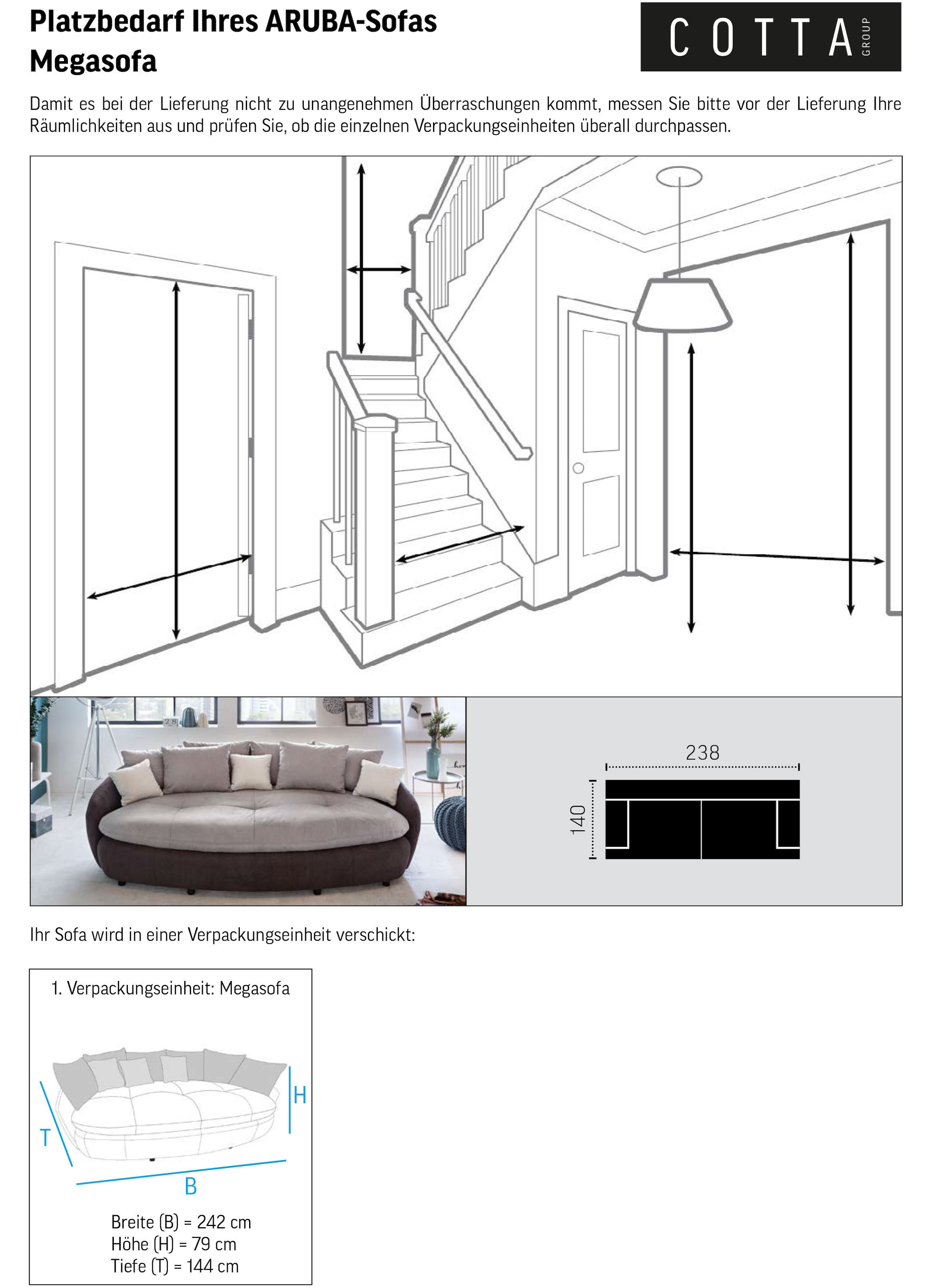 COTTA Big-Sofa »Aruba« gemütliches Megasofa in XXL in organischer Form mit vielen Kissen