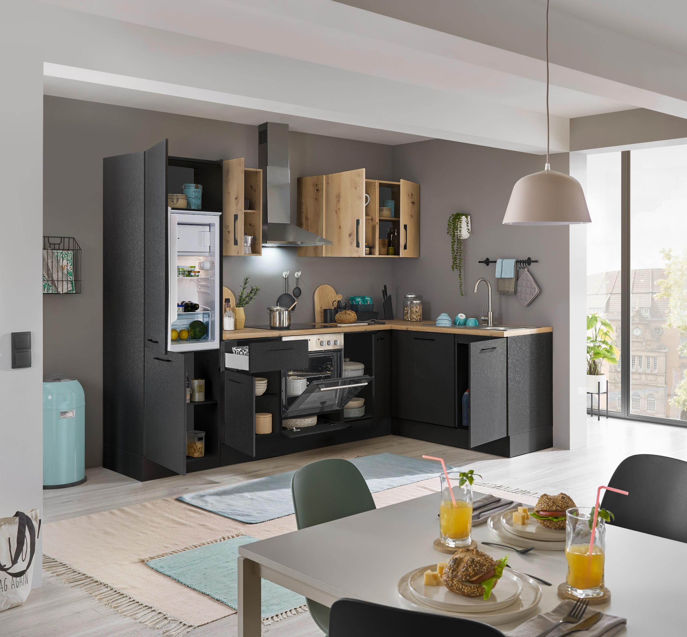 BASIC by Balculina Winkelküche »Turin«, Stellbreite 280x175 cm, wahlweise mit E-Geräten