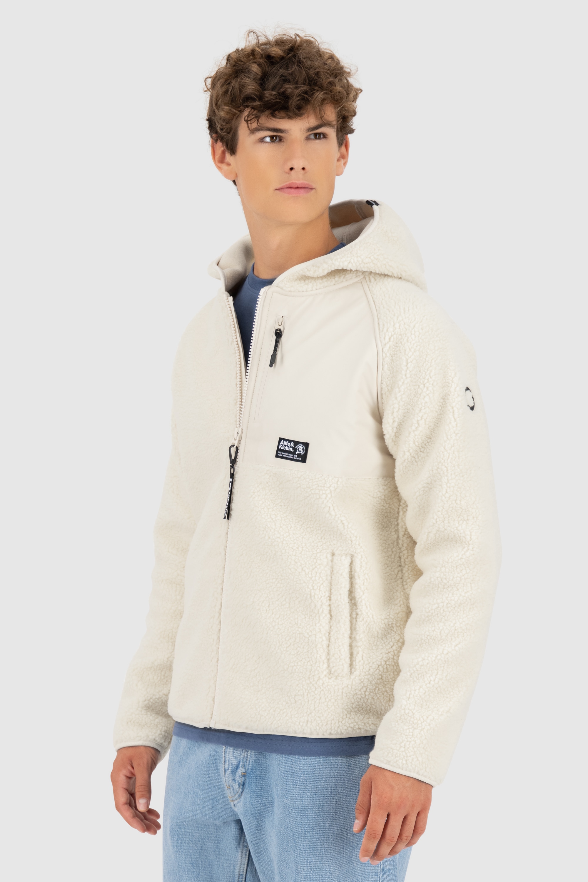 Alife & Kickin Kapuzensweatjacke »Herren HaraldAK G« Weiche, warme Teddy Jacke mit großer Kapuze und Fleece-Innenfutter