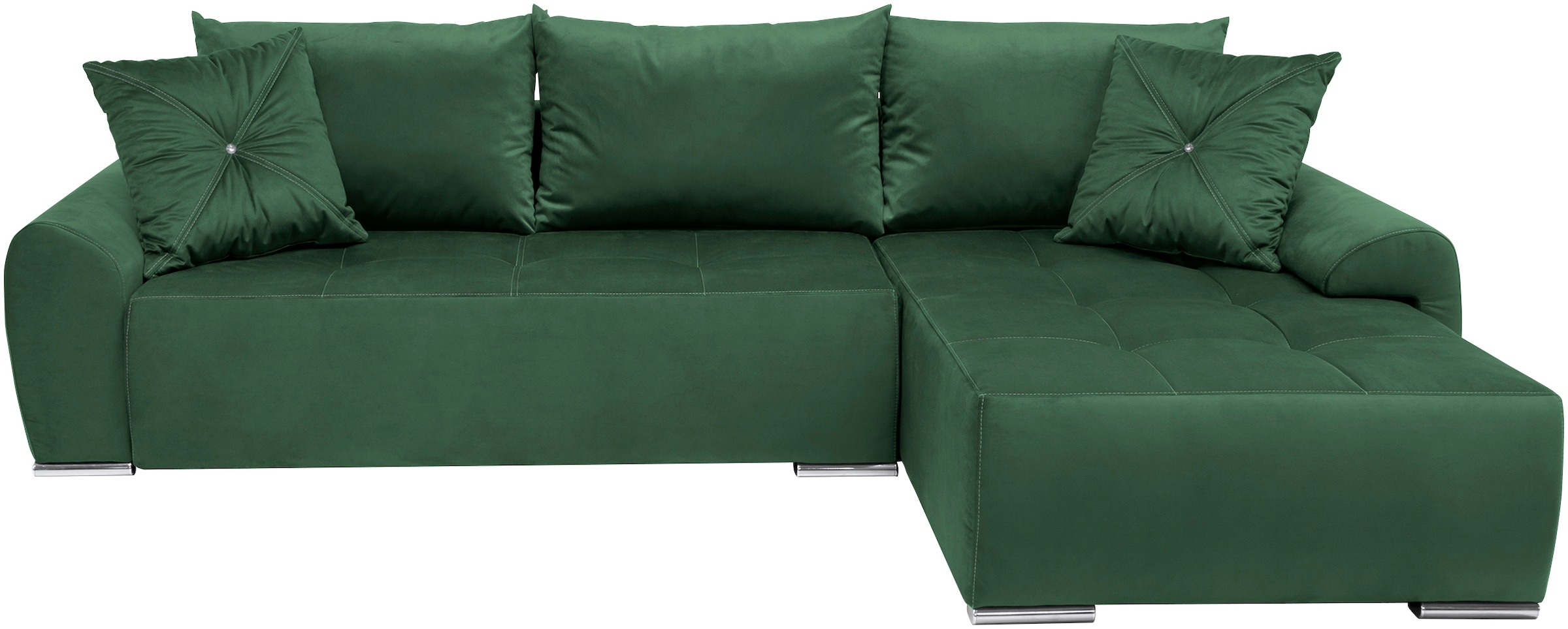 COLLECTION AB Ecksofa »30 Jahre Jubiläums-Modell Bilbao L-Form«, inkl. Bettfunktion und Bettkasten, Zierkissen mit Strassstein