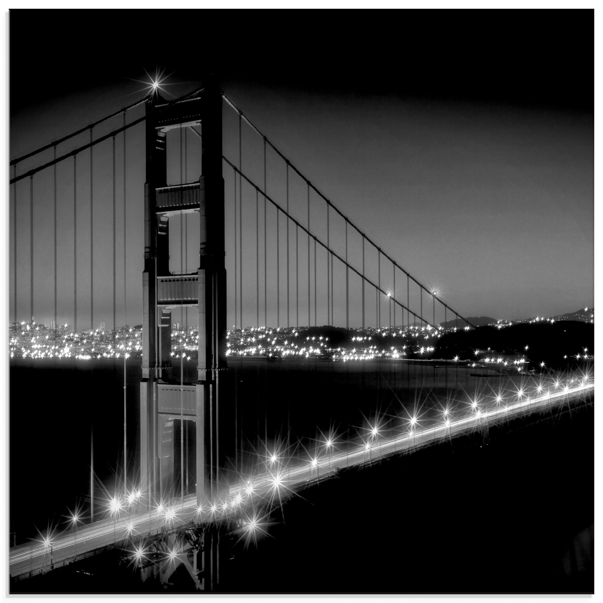 Glasbild »Golden Gate Bridge am Abend I«, Amerika, (1 St.), in verschiedenen Größen