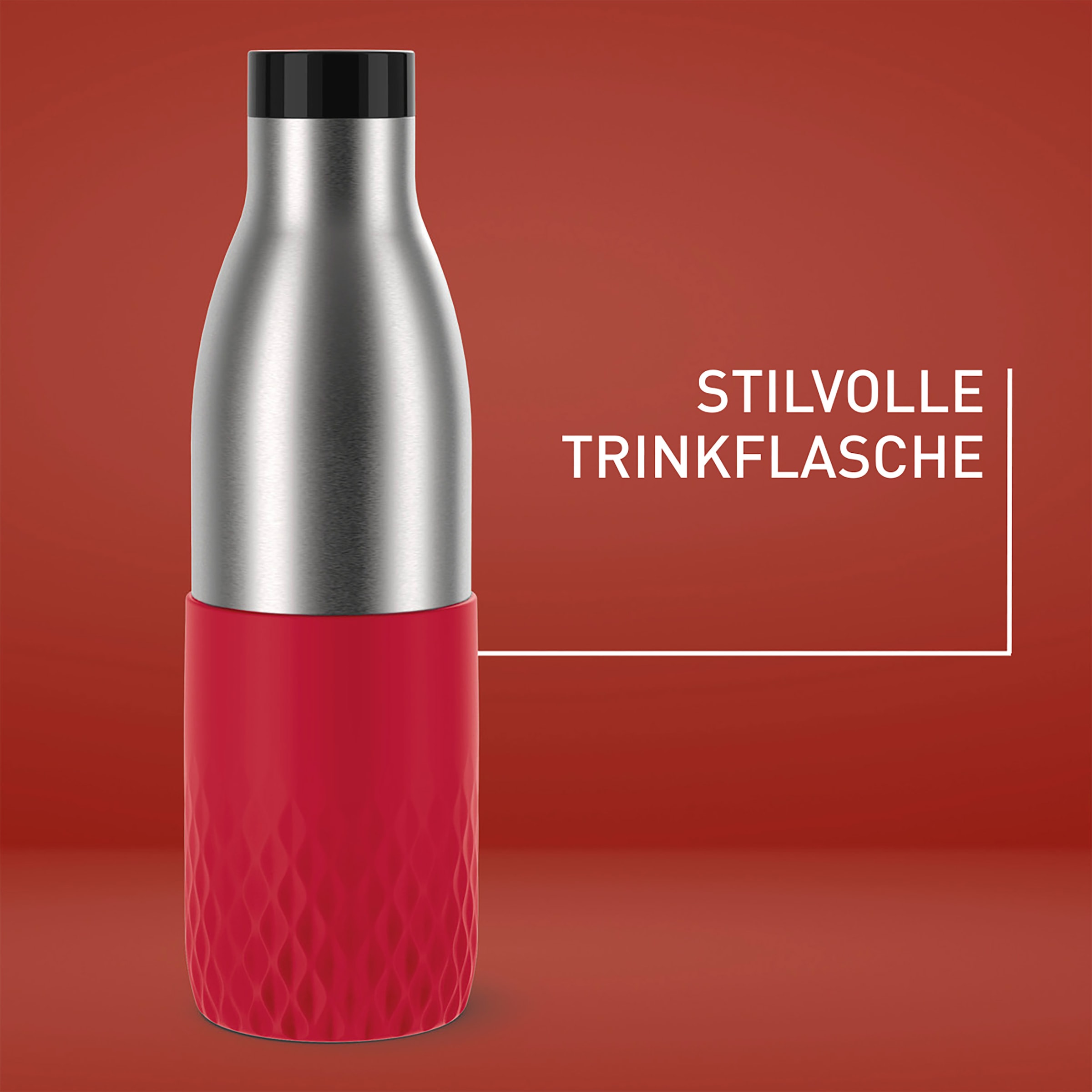 Emsa Isolierflasche »Bludrop Sleeve«, (1 tlg.), 0,7 Liter, Silikonmanschette, 360°-Trinköffnung, 24 h kalt, 12 h warm