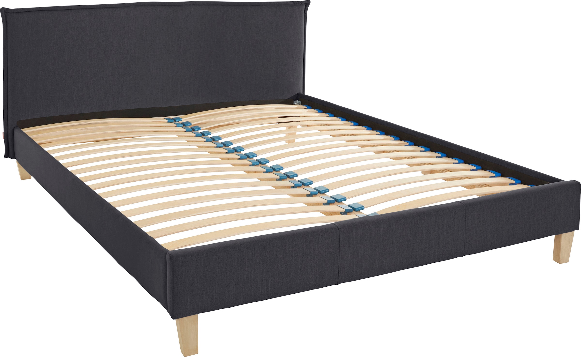OTTO products Polsterbett »Heddi«, in 5 Breiten: von 90cm-200cm, Biese am Kopfteil, Strukturstoff