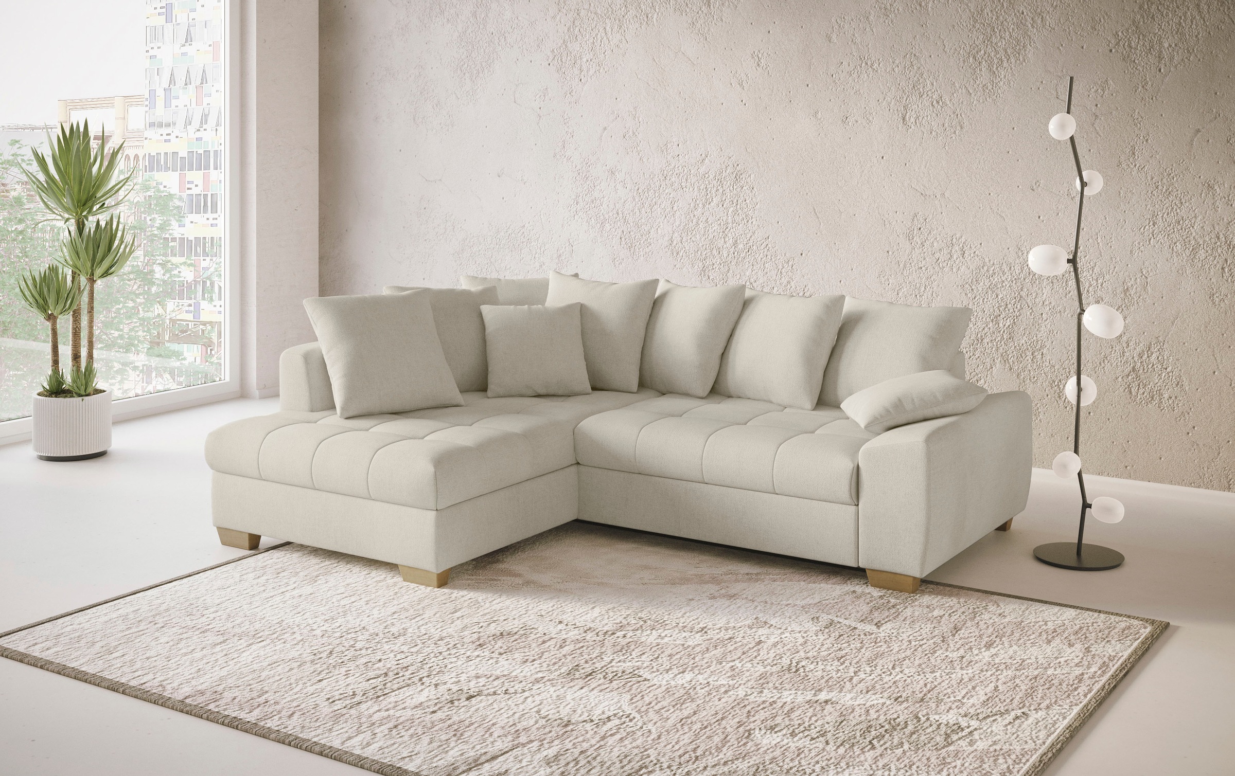 Mr. Couch Ecksofa »Nikita II, L-Form, bis 140kg pro Sitzplatz belastbar«, mit Kaltschaumpolsterung, wahlweise mit Bett und Bettkasten
