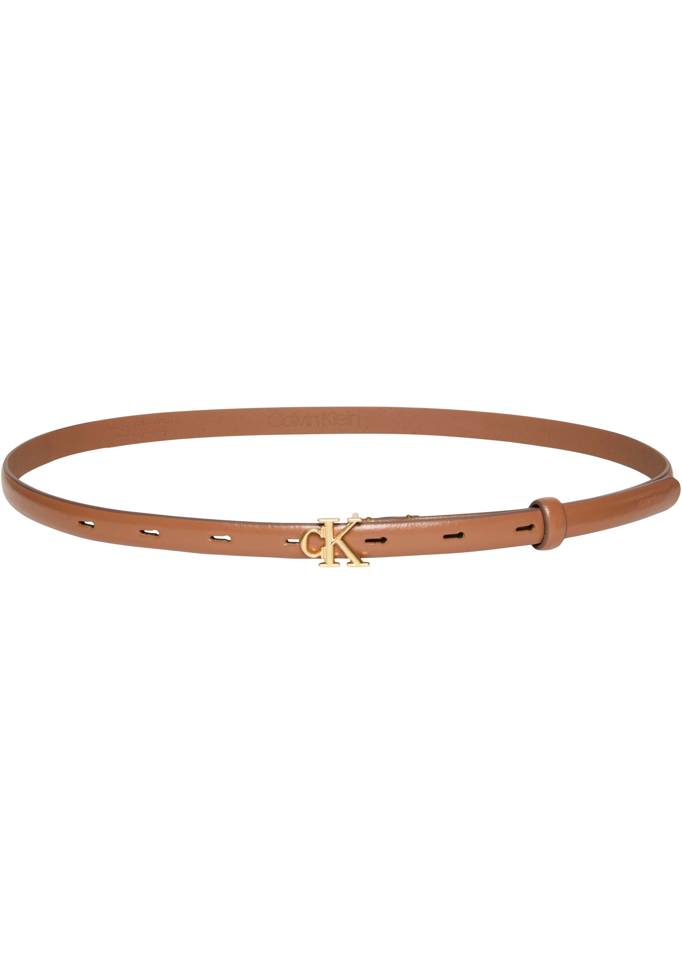 Calvin Klein Ledergürtel »ROUND CK BUCKLE 15MM BELT SMOOTH« Größenverstellbar mit Metallschließe