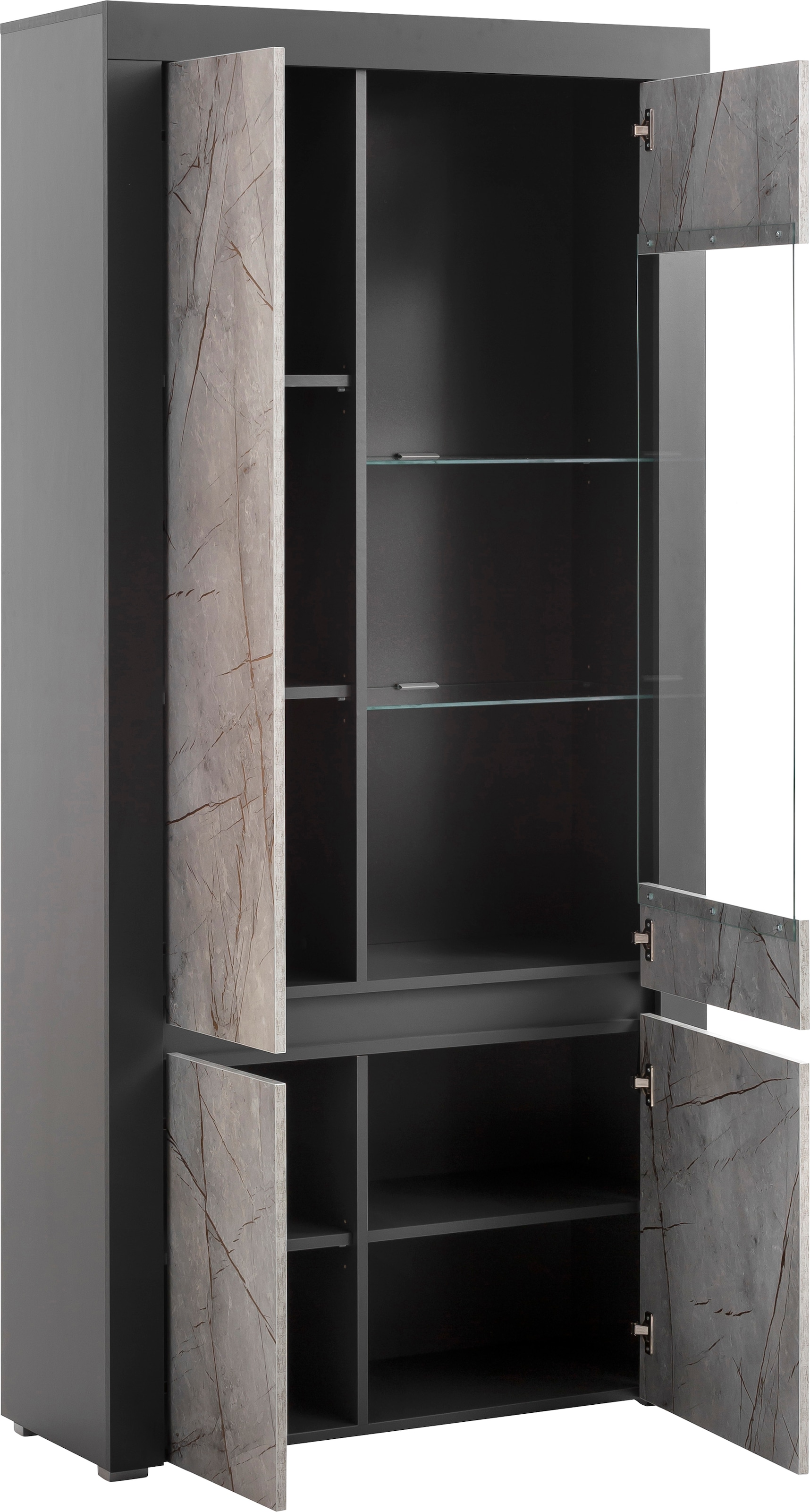 Home affaire Wohnwand »Stone Marble«, (4 St.), bestehend aus vier  Möbelstücken, in grifflosen Design, Breite 350 cm auf Raten bestellen