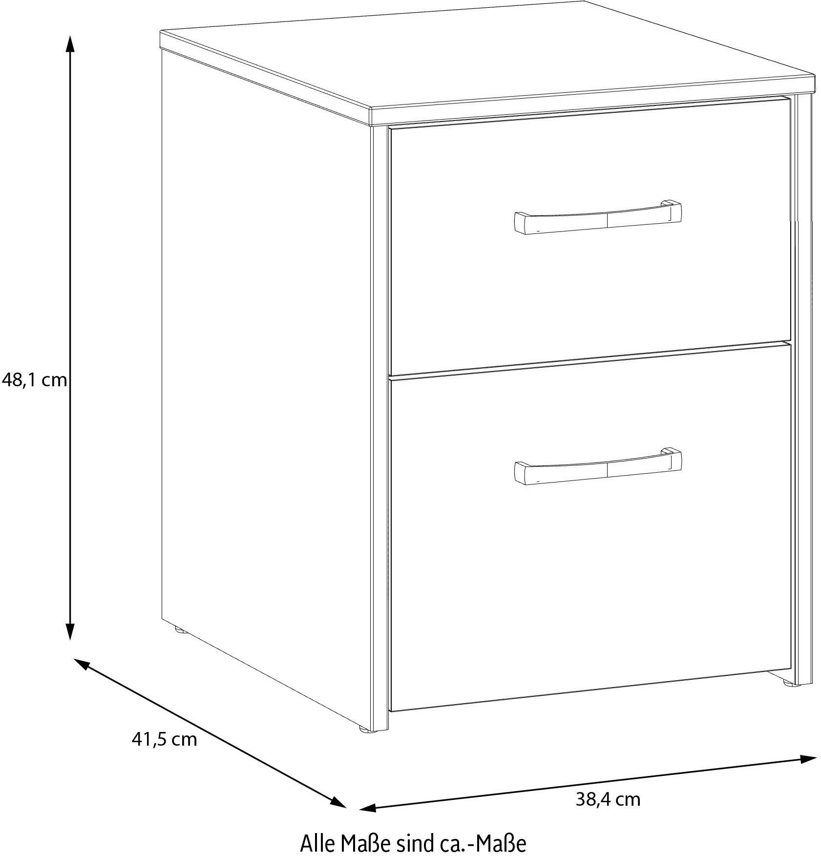 FORTE Nachtkommode »Culgoa« Nachtkomme, 2farbig, Stauraum, 2 Schubkästen