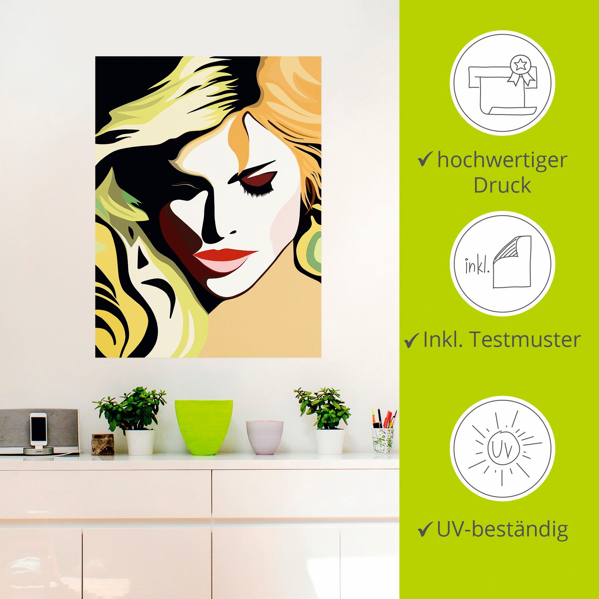 Artland Wandbild »Schöne Frau«, Frau, (1 St.), als Alubild, Outdoorbild, Leinwandbild, Wandaufkleber, versch. Größen