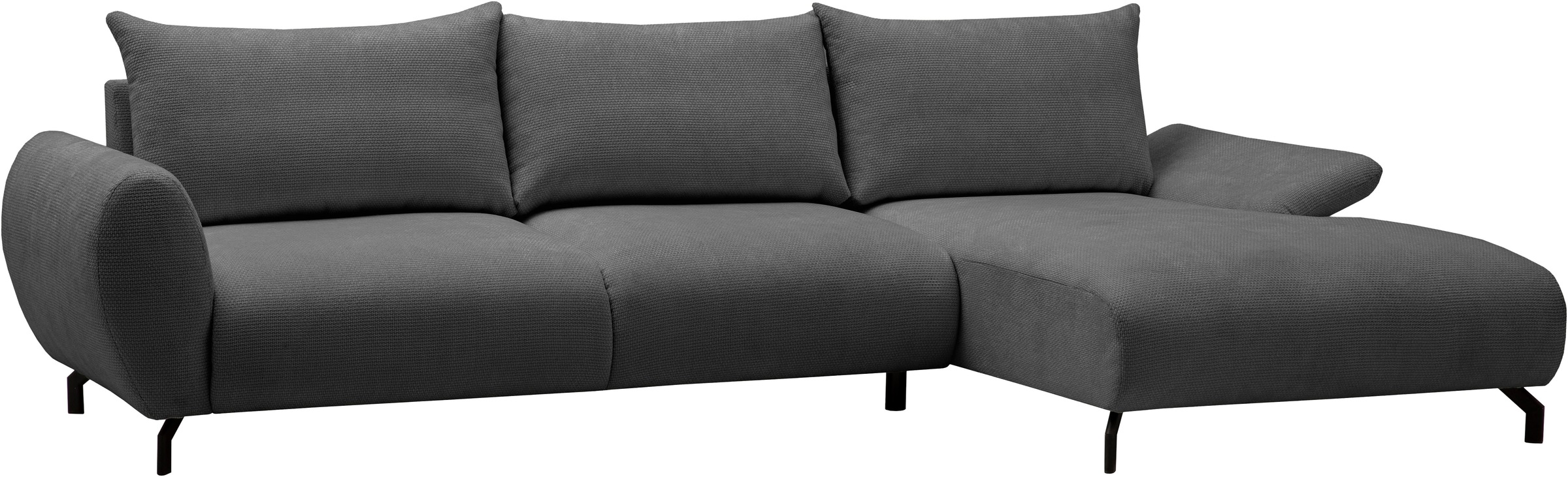 OTTO home Ecksofa »KELLIE, L-Form, 315 cm, verstellbare Armlehne, Metallfüße,« wahlweise Recamiere links o. rechts, Chenille-Stoff, hoher Sitzkomfort