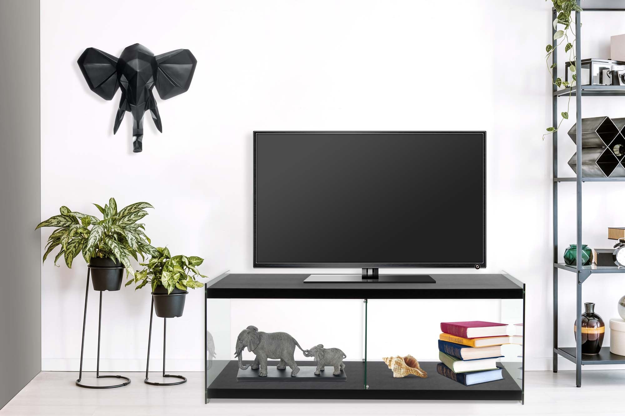 Kayoom TV-Schrank »TV-Tisch Elementary, eckige Form, viel Ablagefläche«, (1 St.), TV-Tisch, gehärtetes Glas, pflegeleicht