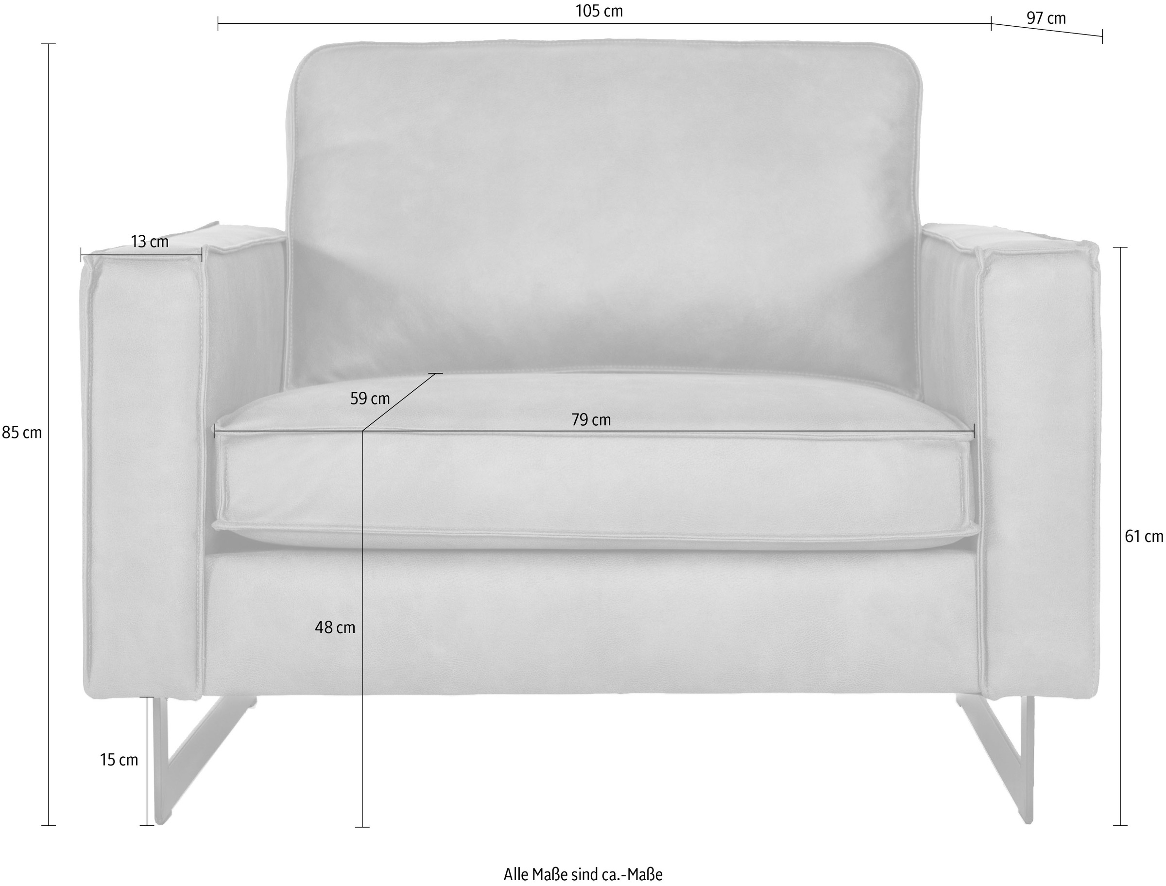 Places of Style Loveseat »Pinto«, mit Keder, Metallfüßen und auch in Cord Bezug erhältlich
