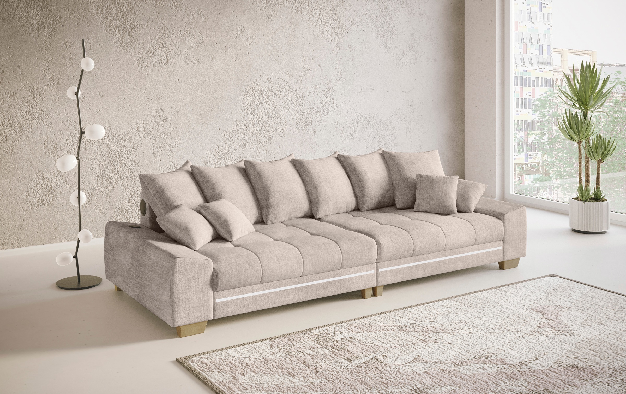 Mr. Couch Big-Sofa »Nikita II«, RGB-LED, Bluetooth-Soundsystem, wahlweise mit Kaltschaum