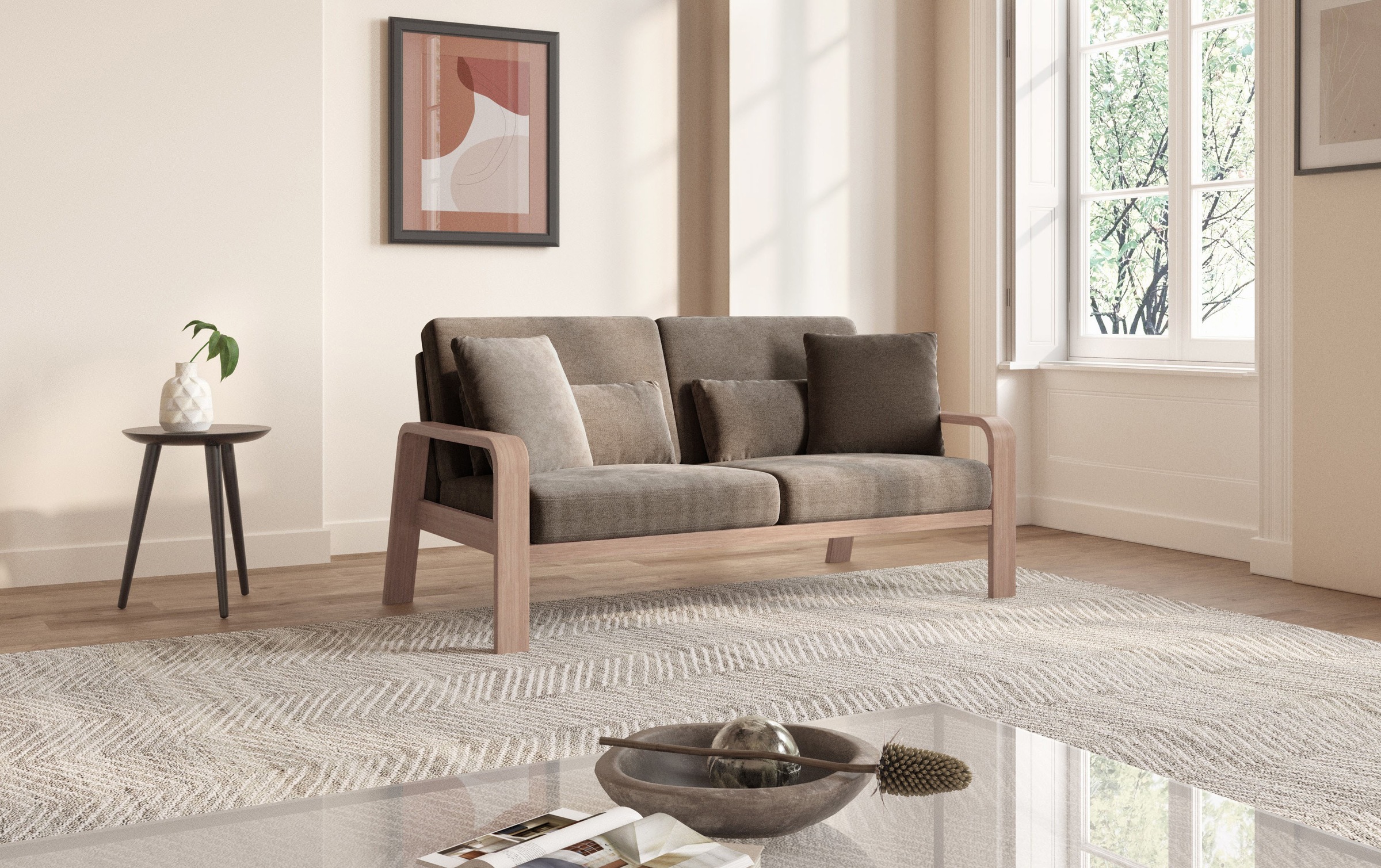 sit&more 2,5-Sitzer "Kolding" Armlehnen aus eichefarbigem Buchenholz, versc günstig online kaufen