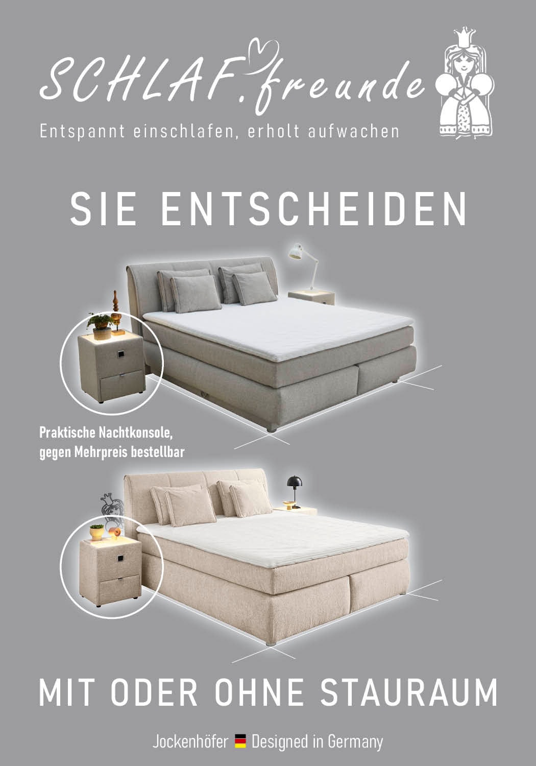 Jockenhöfer Gruppe Boxspringbett »"Carla", OTTOs Choice! Topseller, wahlweise mit oder ohne Bettkasten« inkl. 4 Kissen, erhältlich in den Breiten 160 & 180cm