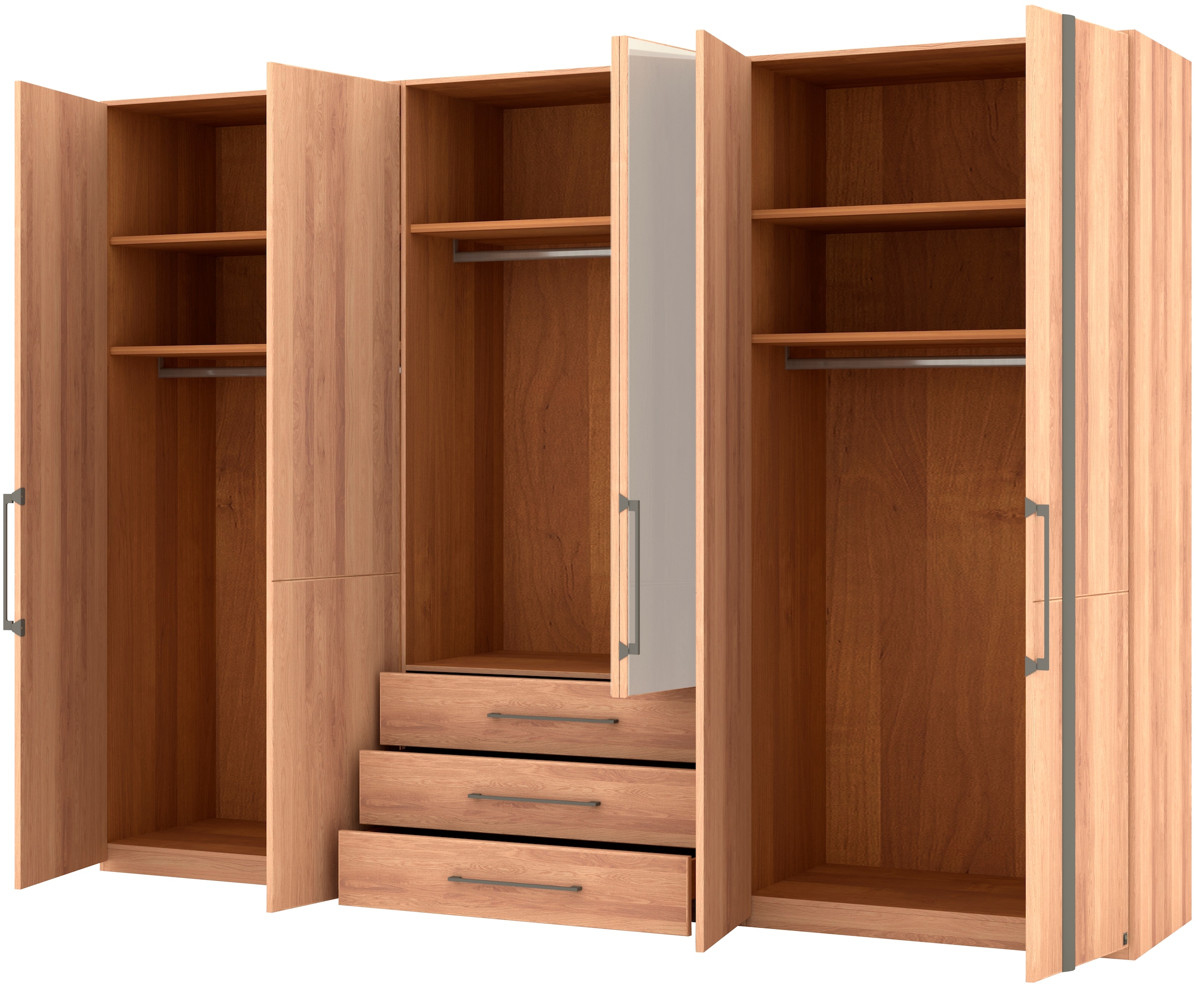 Musterring Drehtürenschrank »Sorrent, Kleiderschrank, teilmassiv Eiche«, (mit Türdämpfern, mit Schubladen, extra Böden, MADE IN GERMANY), Türen in Eiche massiv und als Parsol-Bronze-Spiegel, mit Schubkästen