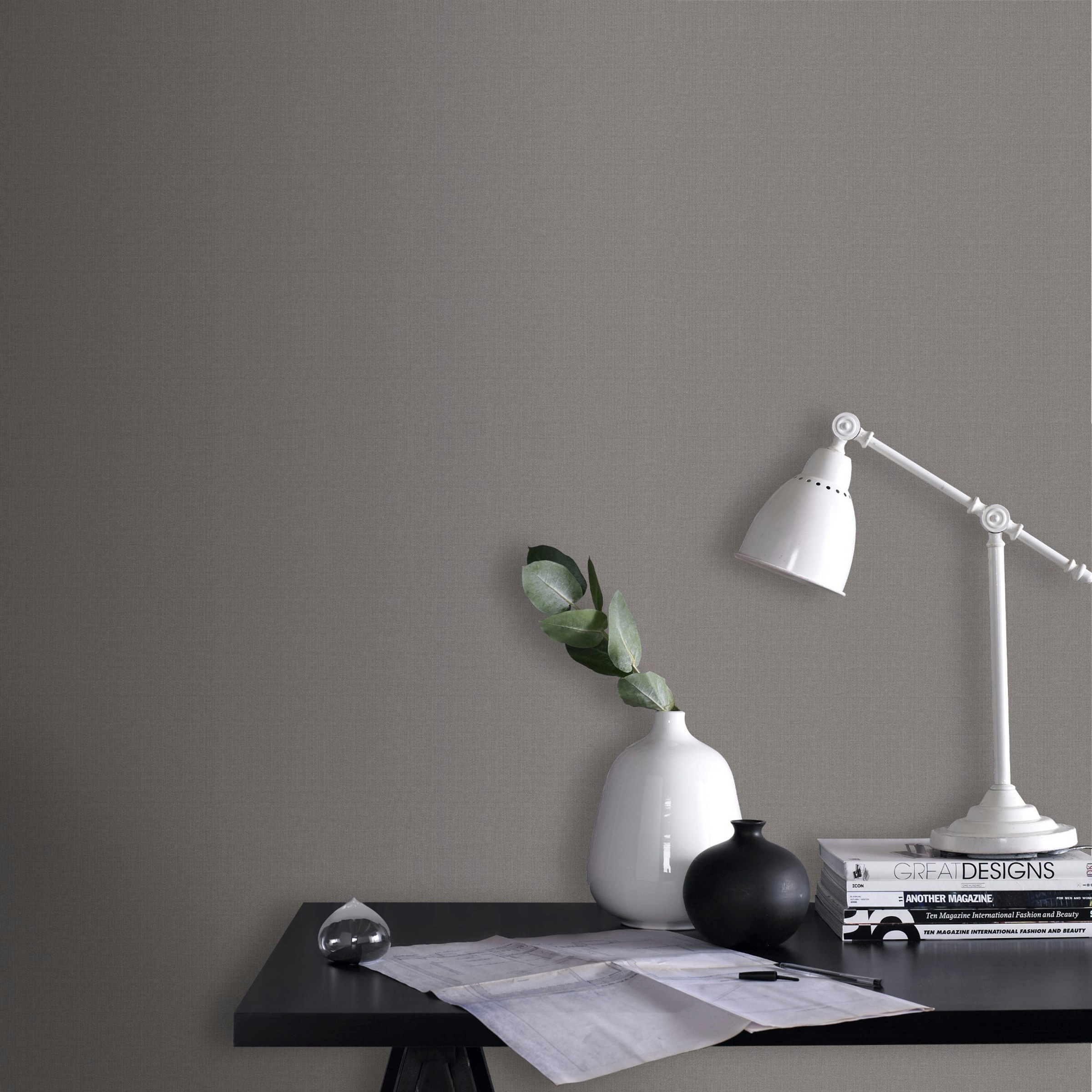 WOW Vliestapete »Baumwolle«, uni, Taupe - 10m x 52cm