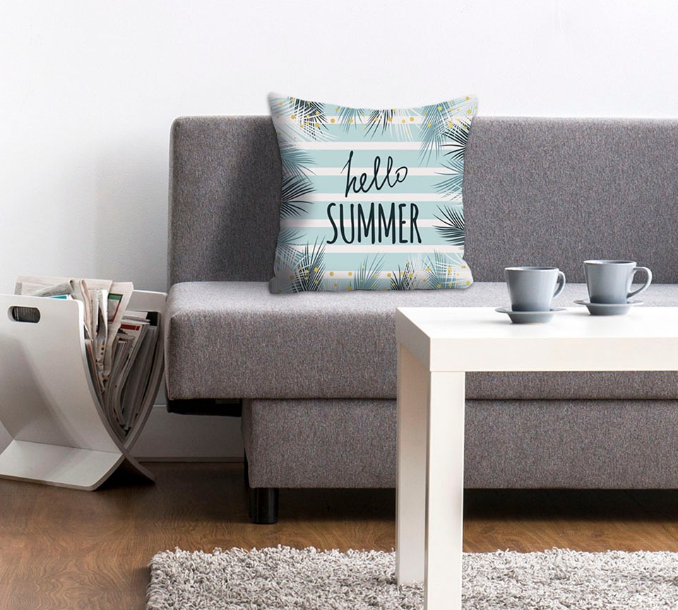 queence Dekokissen »Hello Summer«, Kissenhülle,Hello Summer,Spruch,Sommer,S günstig online kaufen