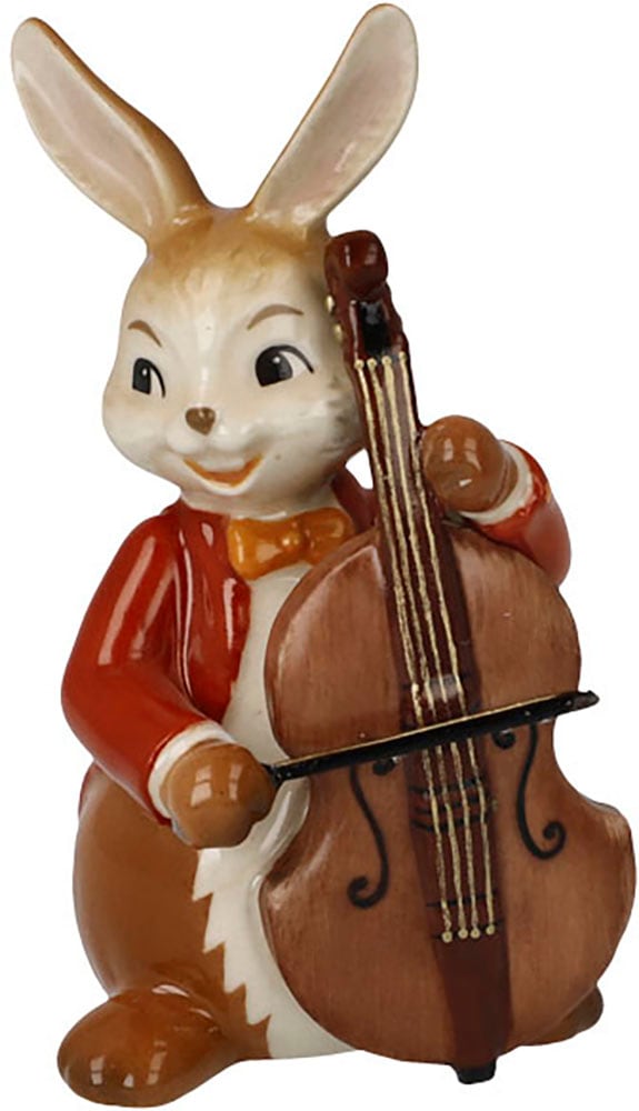 Osterhase GOEBEL "Figur Hase - Fröhlicher Bassist", bunt, B:4,5cm H:8cm T:4cm