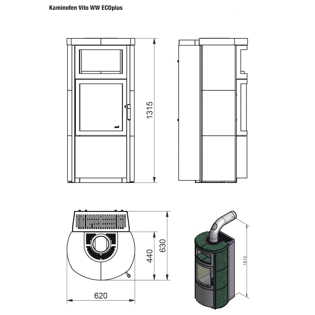 HARK Kaminofen »Vito WW GT ECOplus 8,4 KW«