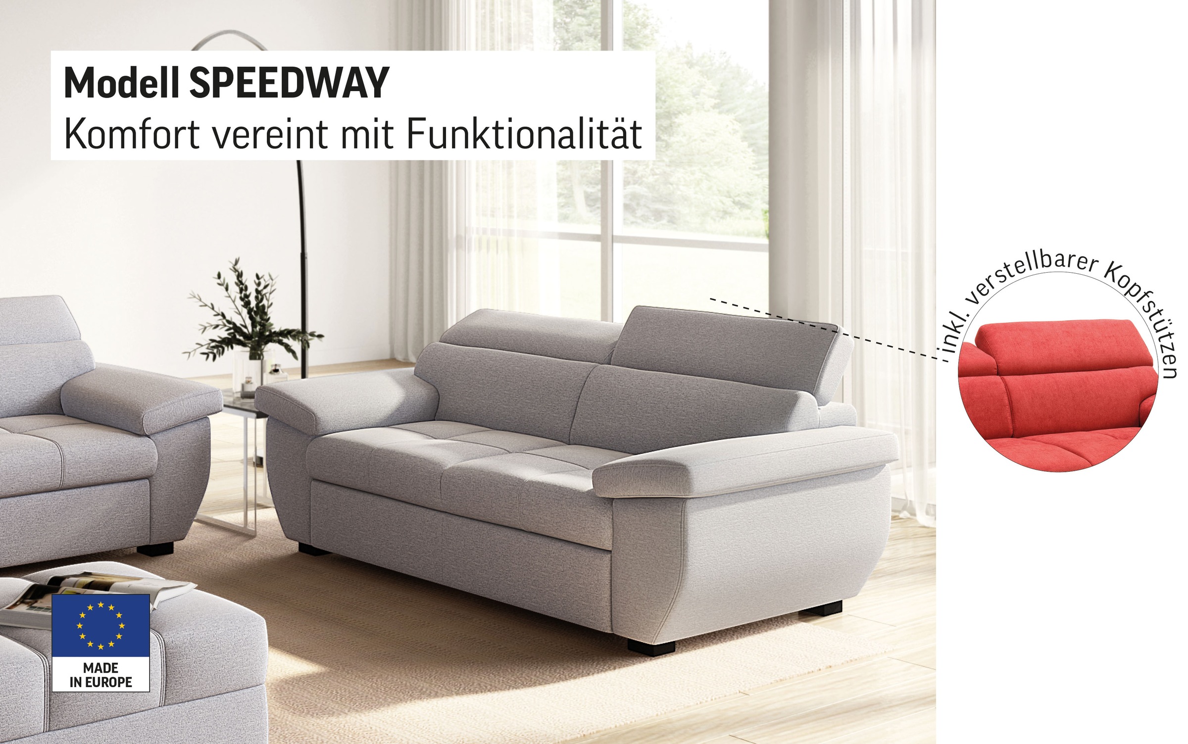 COTTA 2-Sitzer »Speedway«, Big-Sofa mit Kopfteilverstellung günstig online kaufen