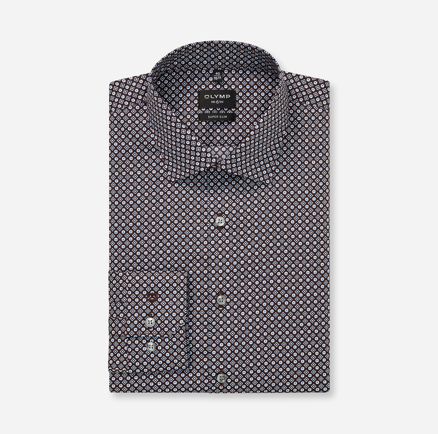 OLYMP Langarmhemd »No 6 six« super slim, gemustert, Businesshemd, Modern Kentkragen