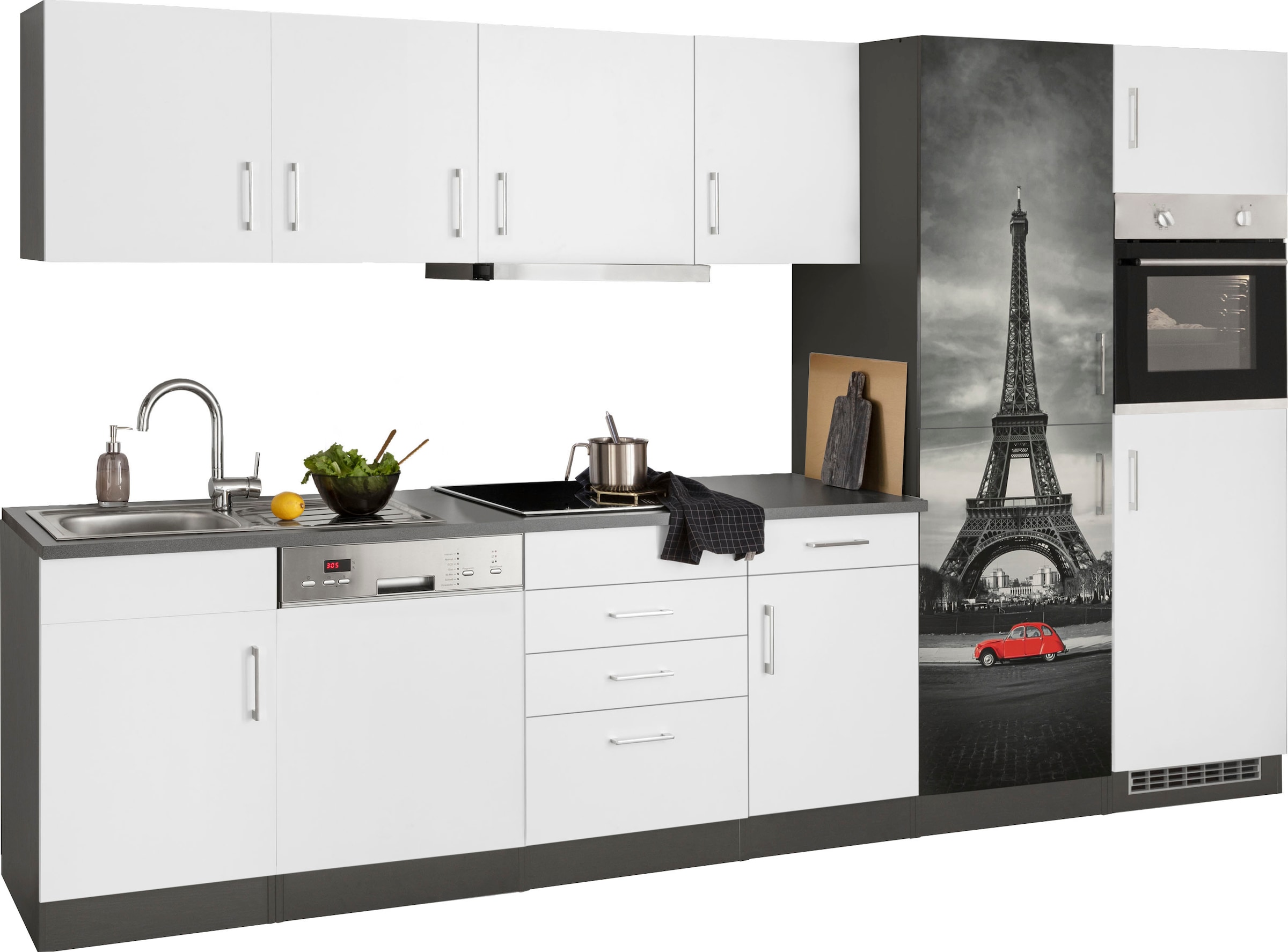 HELD MÖBEL Küchenzeile »Paris«, mit E-Geräten, Breite 340 cm, wahlweise mit Induktionskochfeld