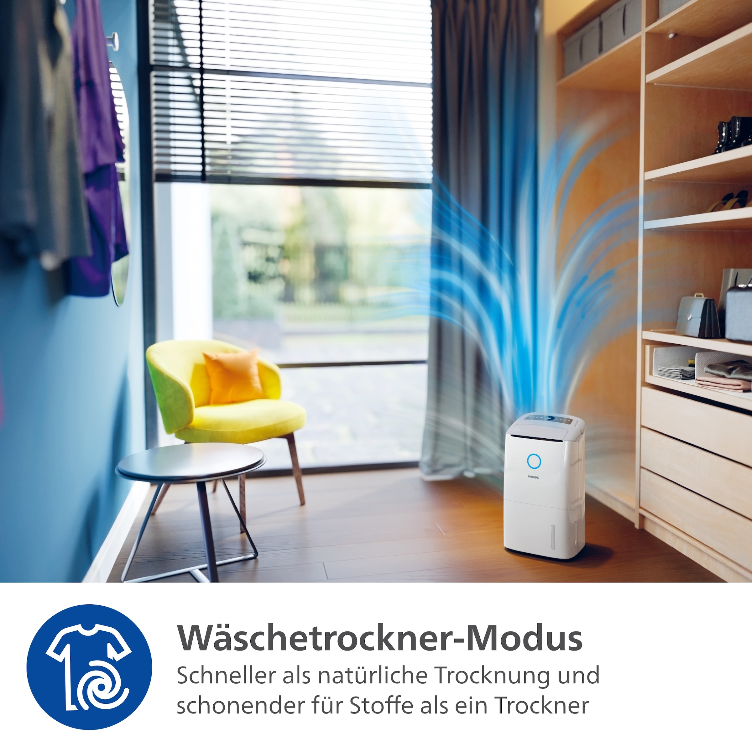 Philips Luftentfeuchter »u. Luftreiniger DE5305/11 5000 Series, mit Wäschetrockner-Modus«, für 137 m³ Räume, Entfeuchtung 26,5 l/Tag, Tank 4 l, 2-Schichten-HEPA-Filtersystem, Luftreinigungsrate 270 m³/h