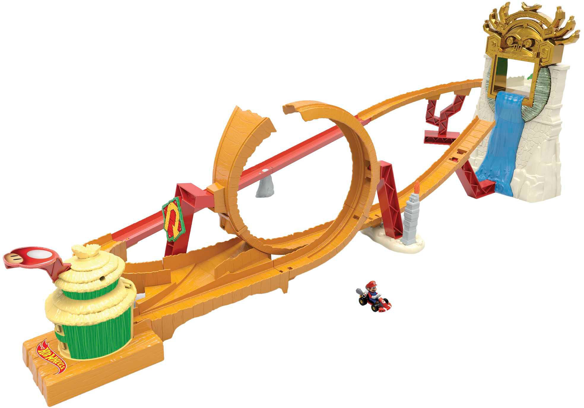 Hot Wheels Autorennbahn »Super Mario Bros. Dschungel-Königreich Rennstrecke«, mit Mario Die-Cast-Spielzeugauto