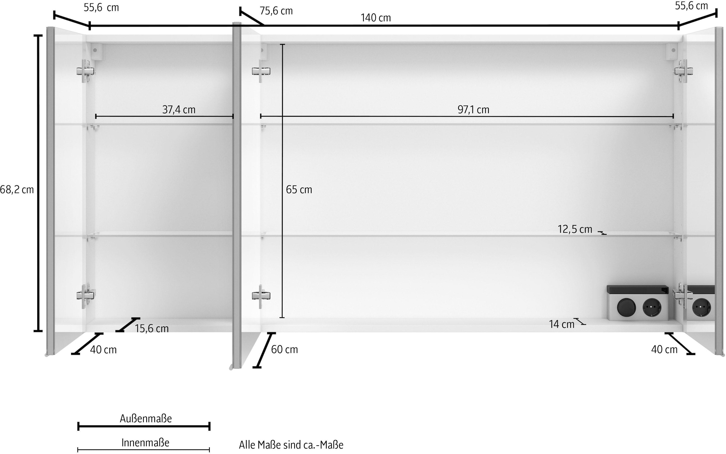 Saphir Spiegelschrank »3980« vormontiert
